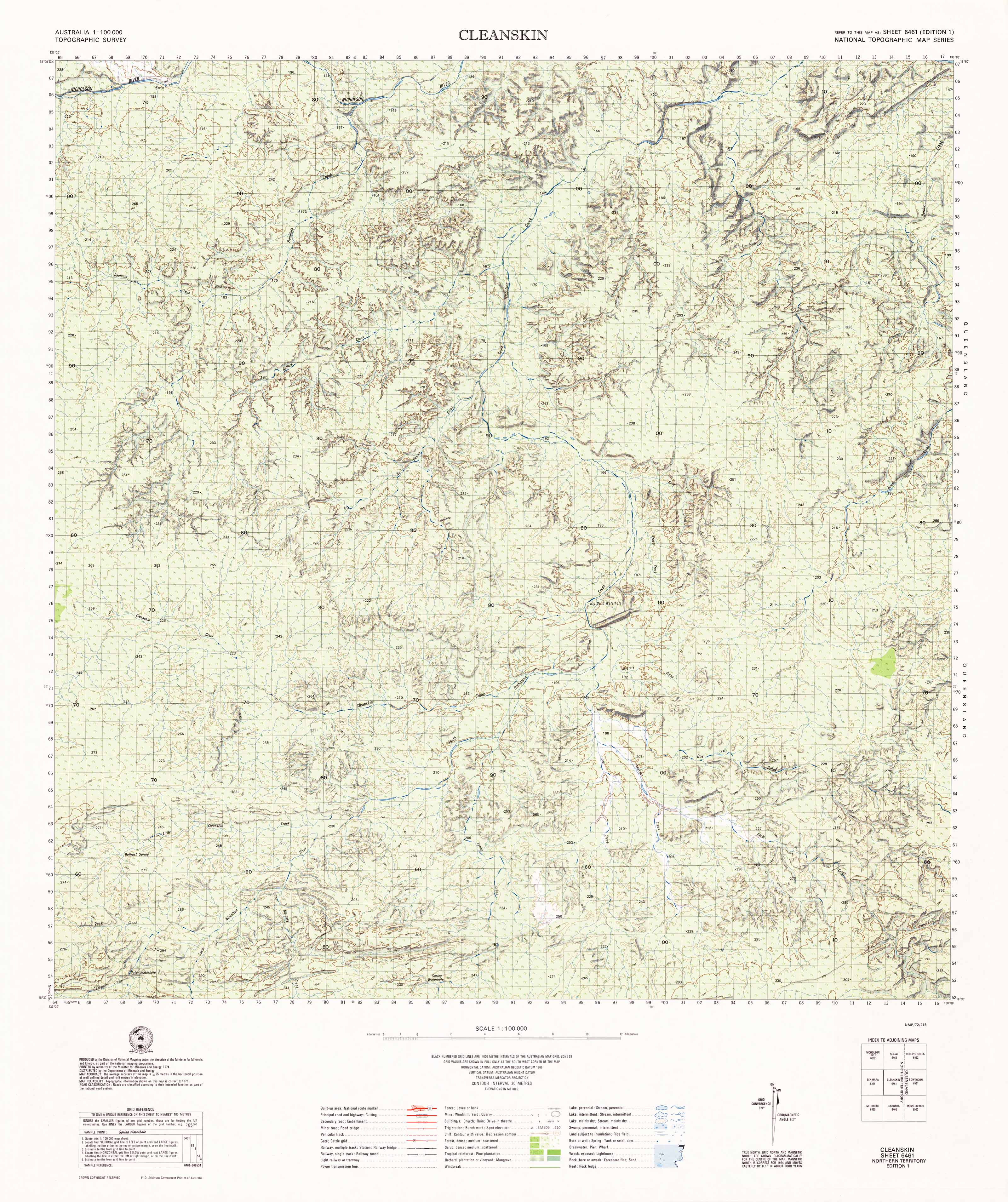 6461 Cleanskin 1:100,000 Scale Topographic Map - Hiking, Camping & Outdoor Adventure Navigation