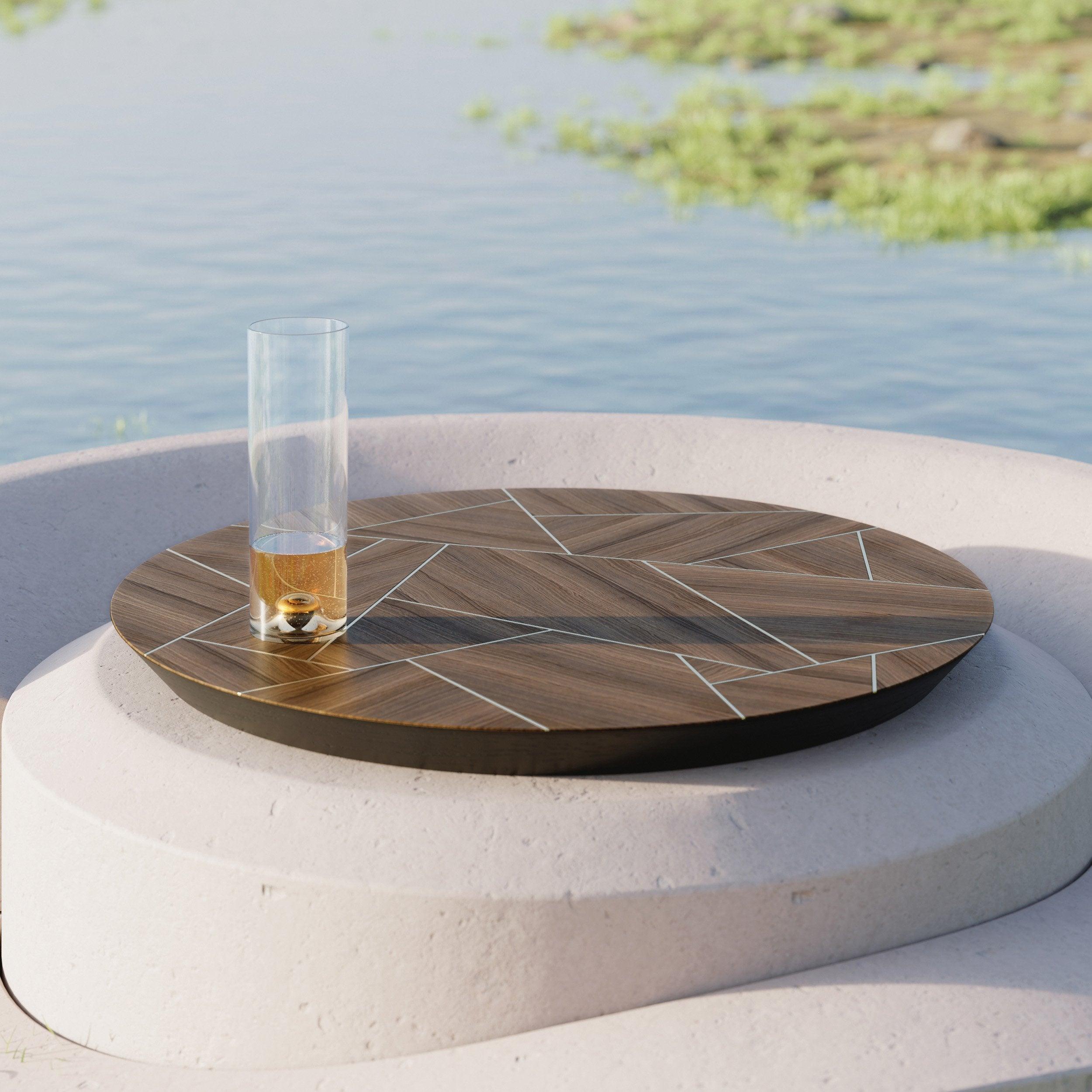 Kelly Behun Medium Lazy Susan Turntable - Stylish Spinning Tray for Dining Table, Kitchen Counter, or Coffee Table Decor