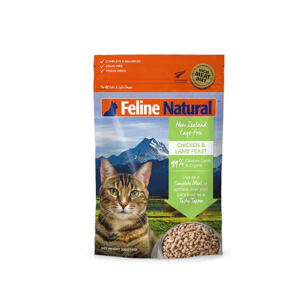 Premium Freeze-Dried Cat Food Variety Pack - Lamb, Chicken, Salmon, Beef & Hoki | Grain-Free, Natural Ingredients | 320g for Adult & Senior Cats | Perfect for Travel, Training & Picky Eaters