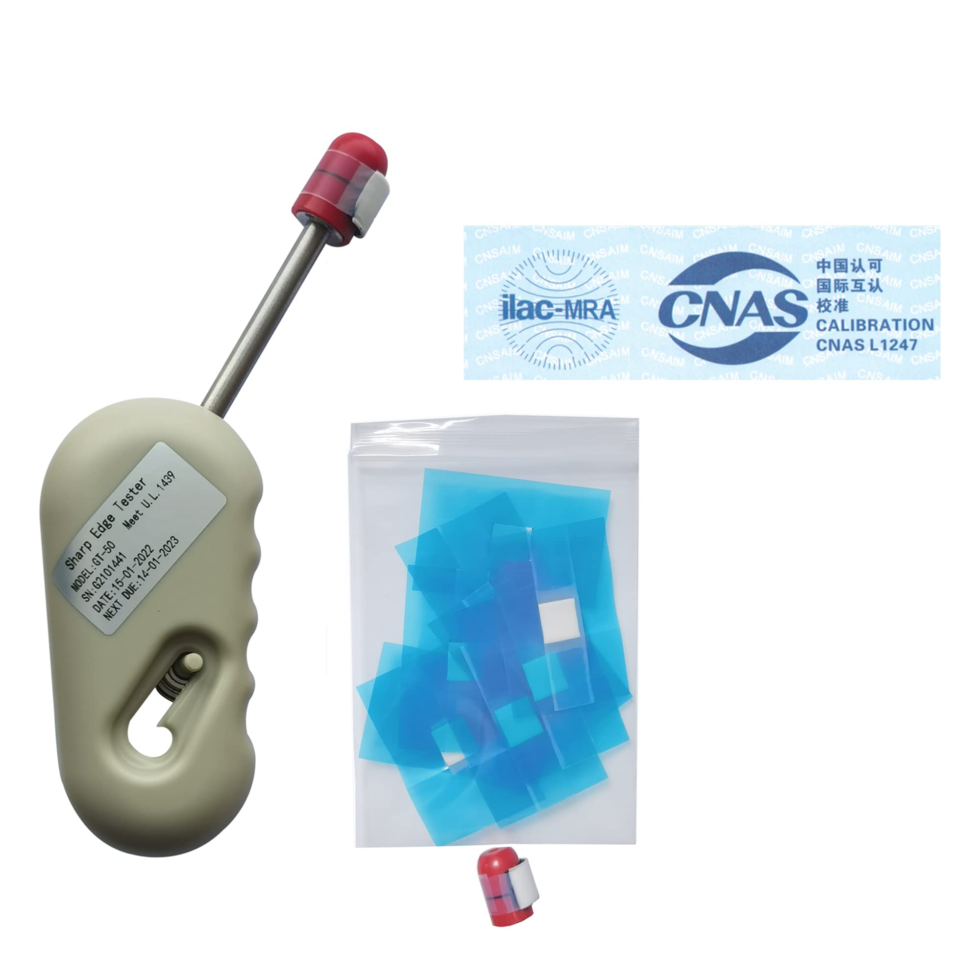 UL1439D Sharp Edge Tester with Calibration Certificate - 21PCS Test Tape Included | GT-50 Model | Perfect for Product Safety Testing in Toys, Electronics & Baby Items