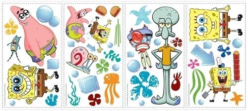 SpongeBob SquarePants 45-Piece Large Wall Decal Stickers Set - Fun Kids Room Decor, Nursery, Playroom & Dorm Wall Art for Cartoon Lovers