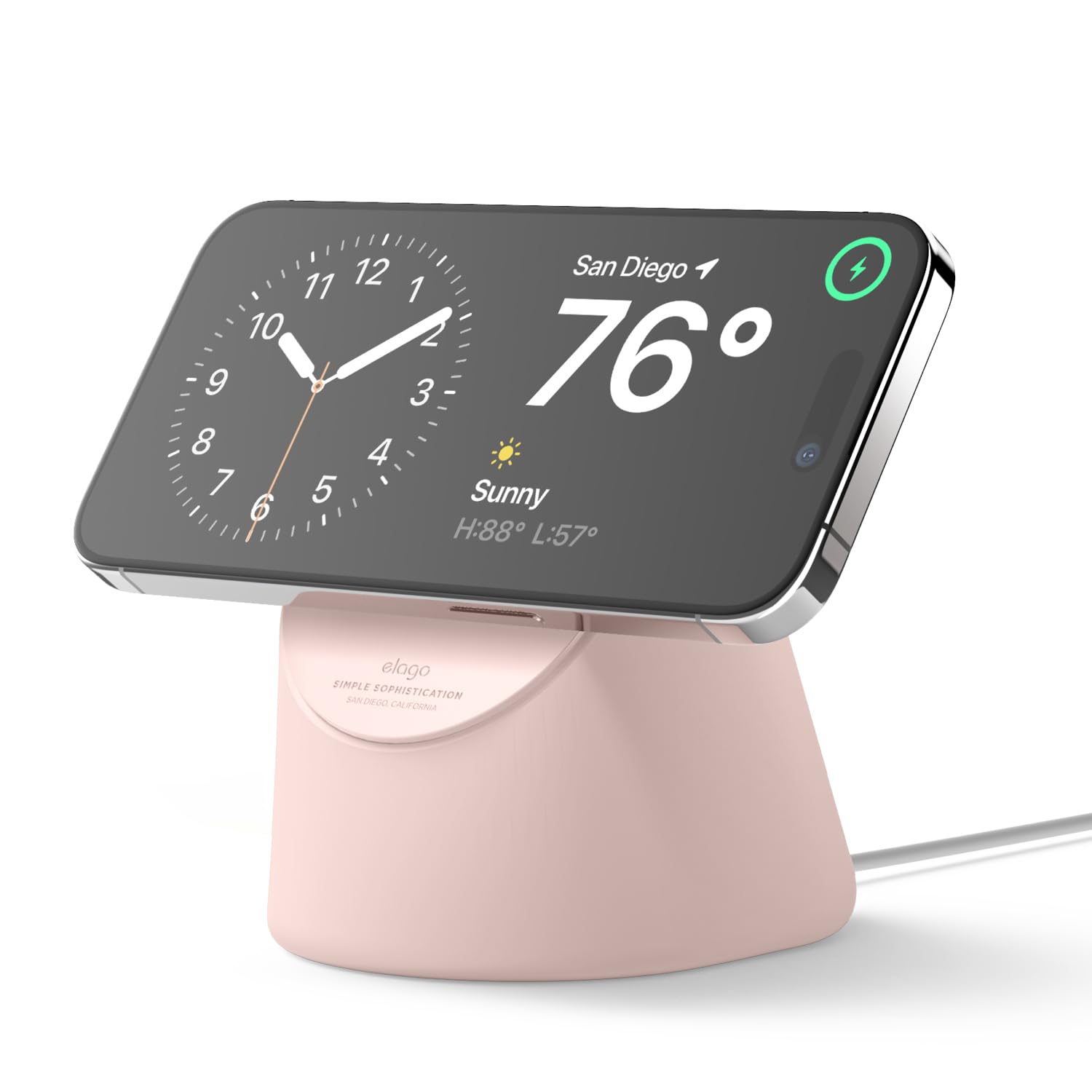 elago MS1 MagSafe Charging Stand for iPhone 16/15/14/13/12 Series - Premium Silicone Phone Holder with Standby Mode Support | Perfect for Bedside, Office & Travel (Sand Pink) | Charging Cable Not Included