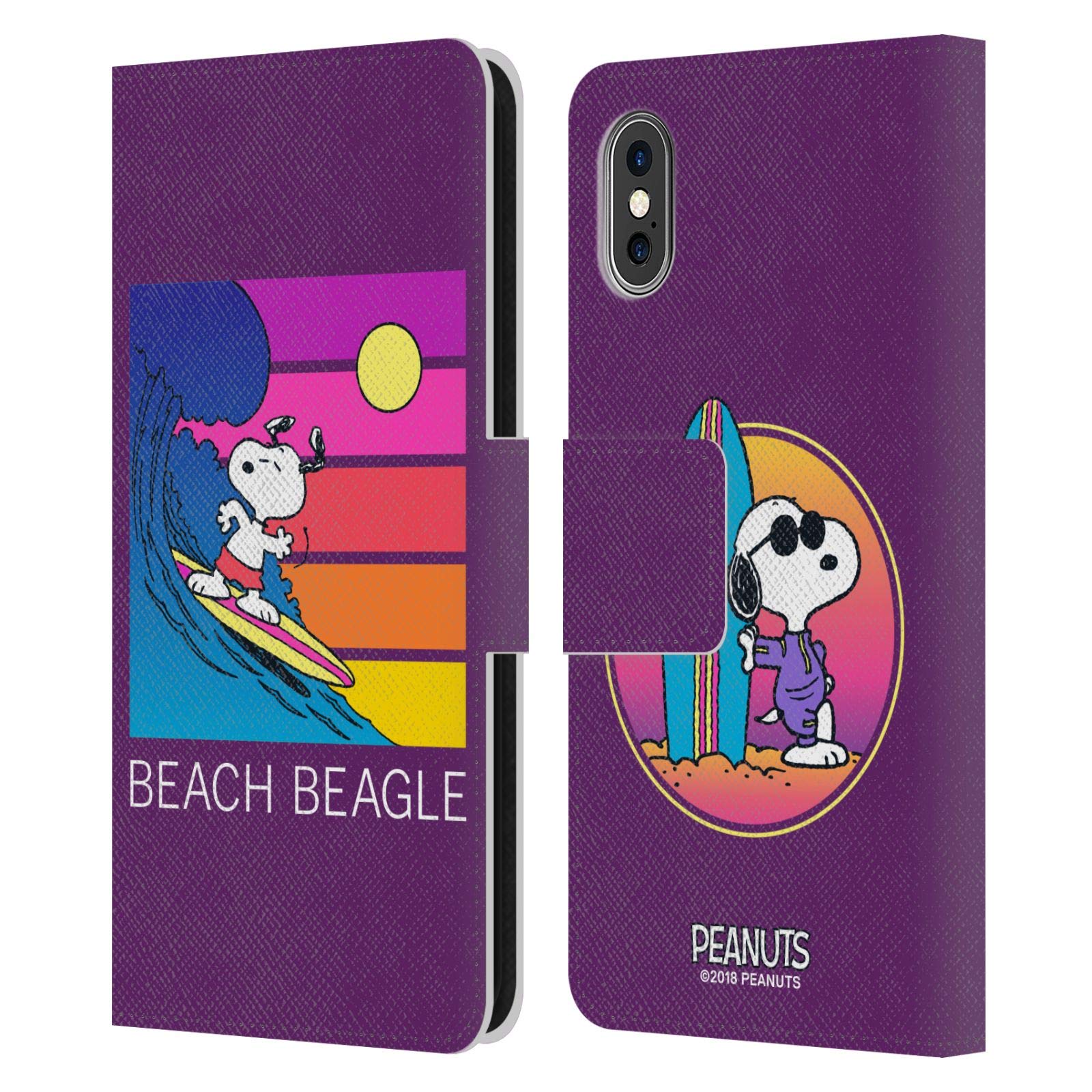 Officially Licensed Peanuts Snoopy Aloha Disco Leather Wallet Case for iPhone X/Xs - Beach Style Phone Cover with Card Slots | Perfect for Vacations, Summer Outings & Gift Giving