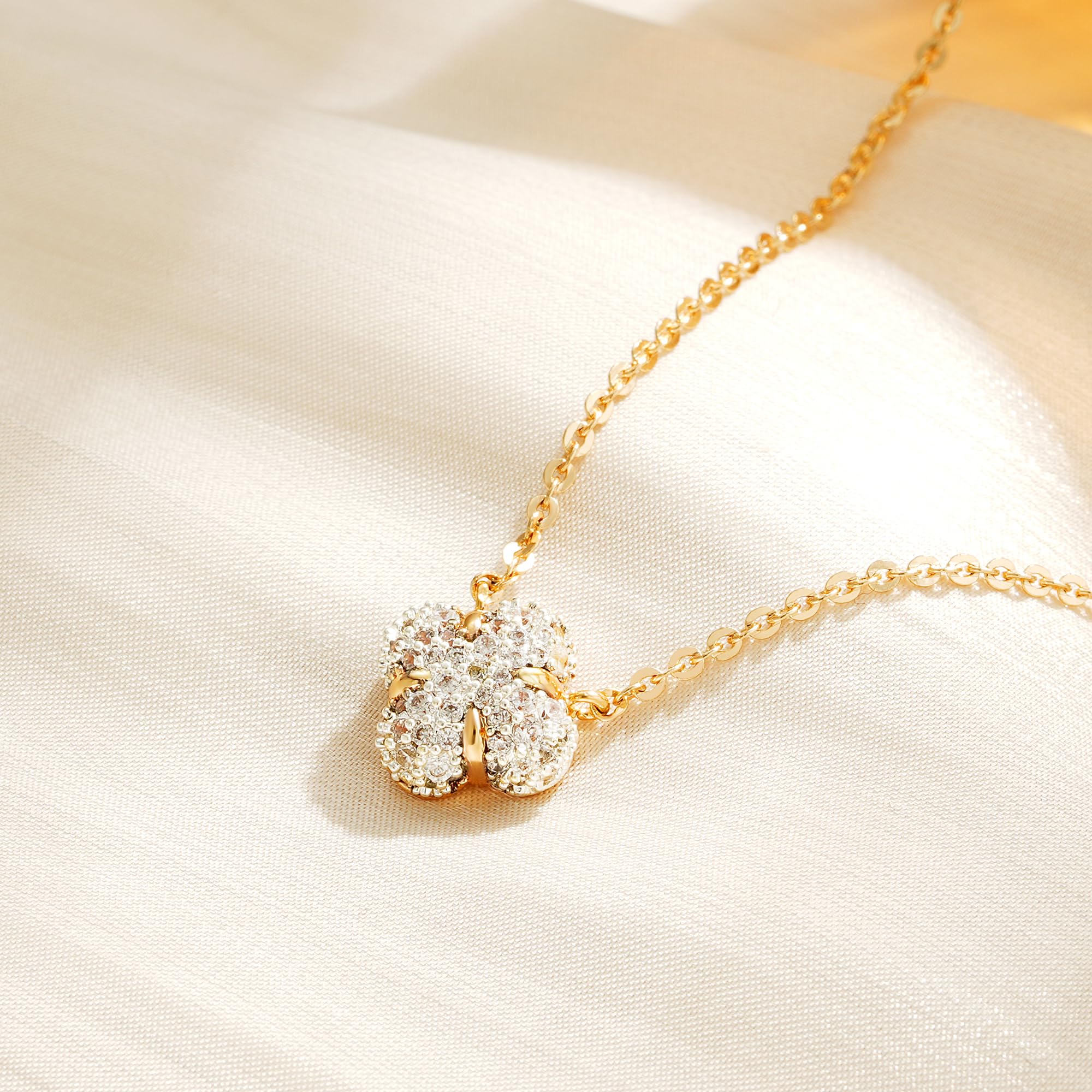 14K Gold Plated Cubic Zirconia Pendant Necklace for Women - Dainty Solitaire Rhinestone Chain Jewelry - Perfect for Date Night, Wedding & Everyday Elegance