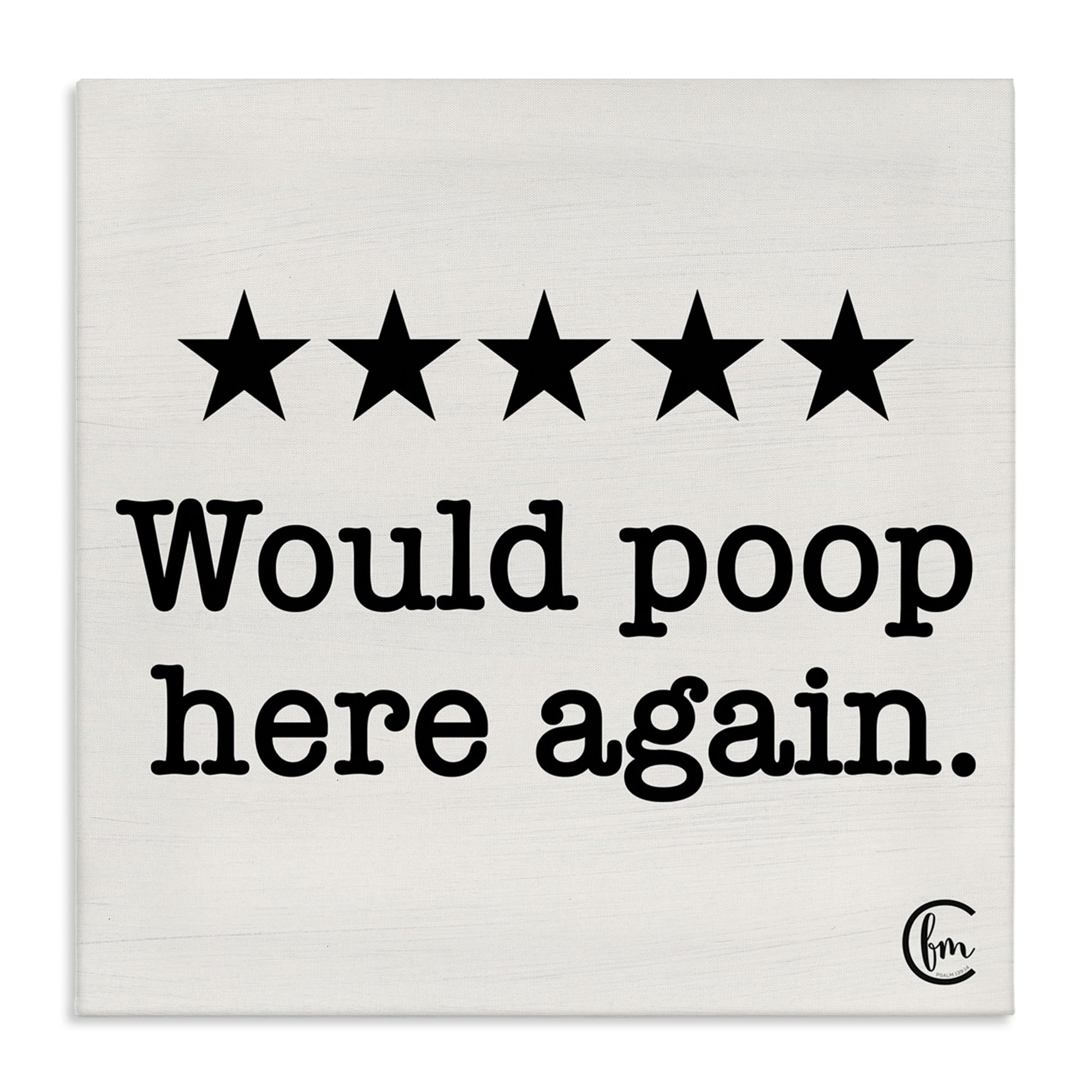 Stupell Industries '5-Star Bathroom Rating - Would Poop Here' White Sign - Penny Lane Publishing Black Framed Wall Art - 36x36 Inches - Beige - Humorous Bathroom Decor for Home, Office or Restaurant