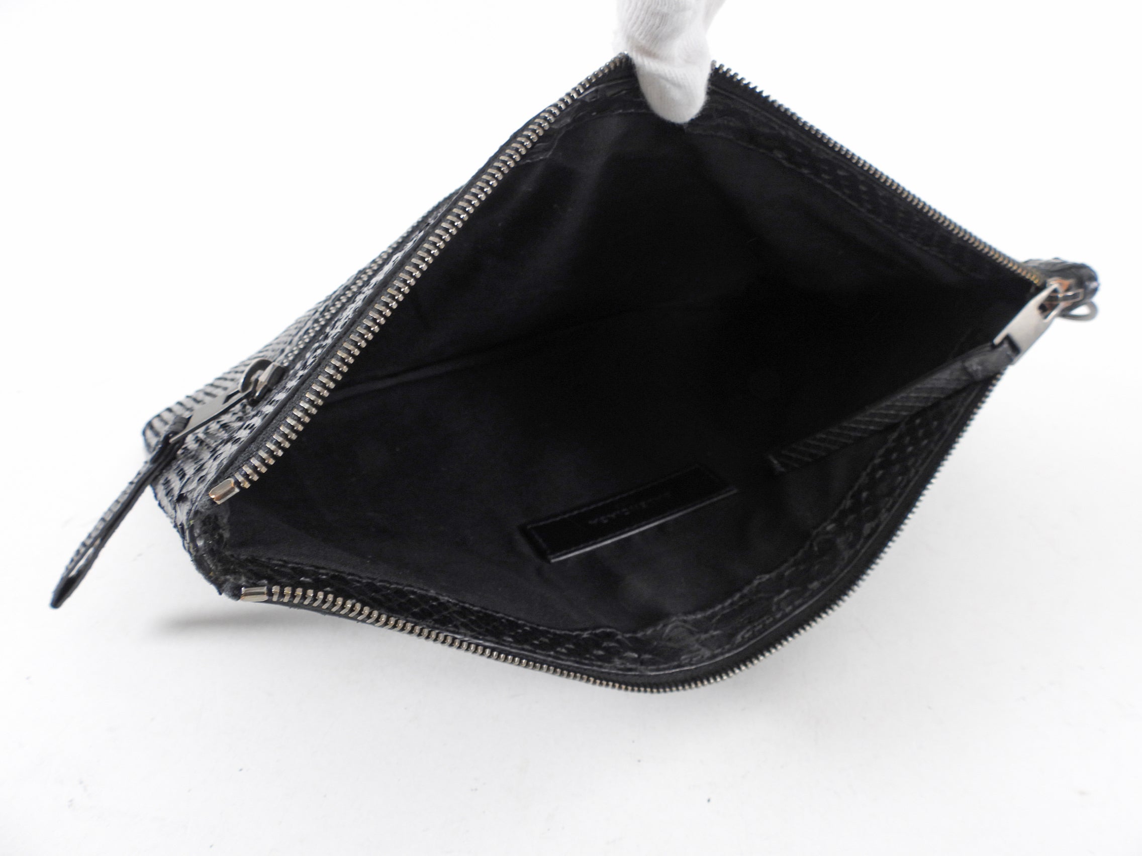 Balenciaga Black Python Arena Classic Clutch Bag for Women - Luxury Designer Handbag for Evening Parties, Date Night & Special Occasions