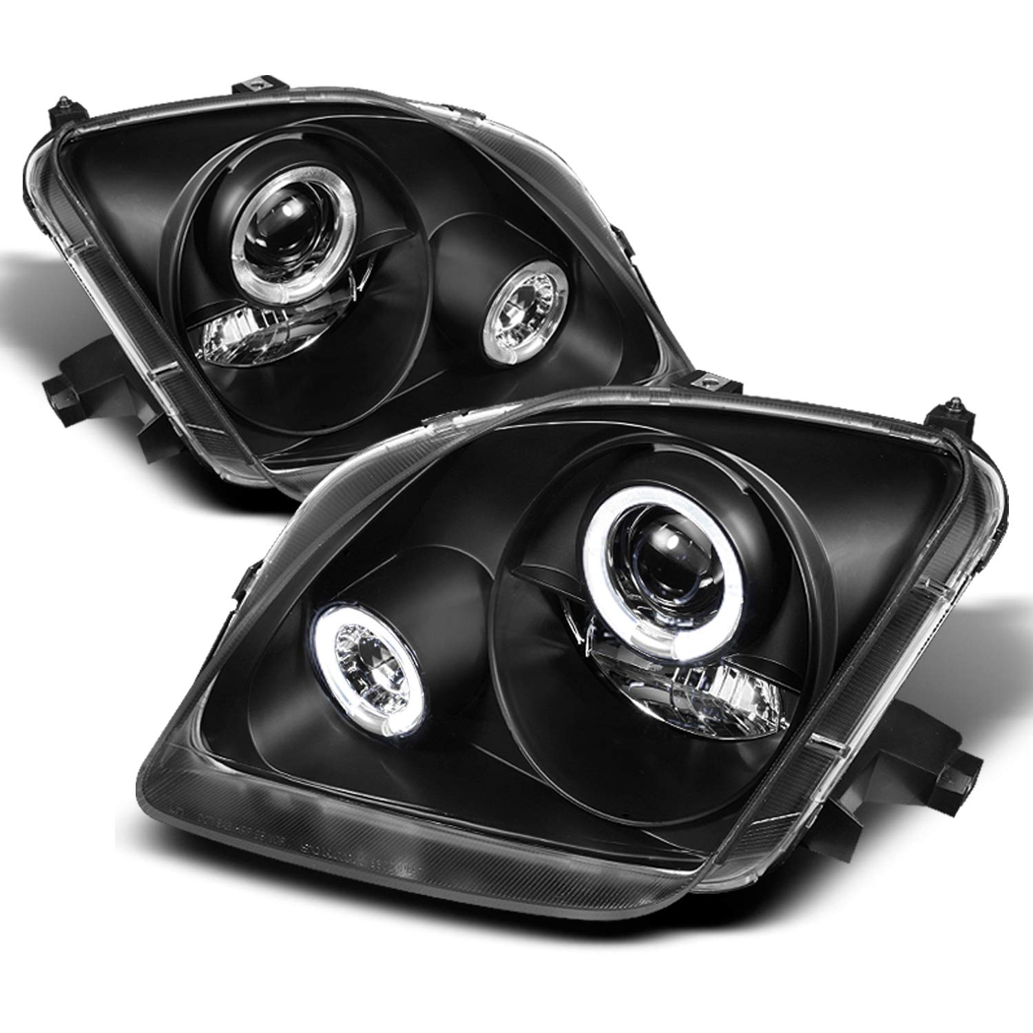 AKKON Black Bezel Dual Halo Ring Projector Headlights Replacement for Honda Prelude Sport Coupe - Upgrade Your Night Driving & Style (1997-2001 Models)