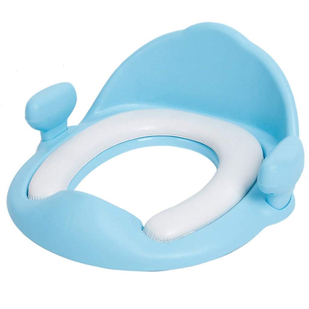 WSZJJ Potty Training Seat for Toddlers - Detachable Soft Cushion, Sturdy Handle & Backrest - Blue Toilet Trainer for Boys & Girls - Perfect for Home, Travel & Daycare Use