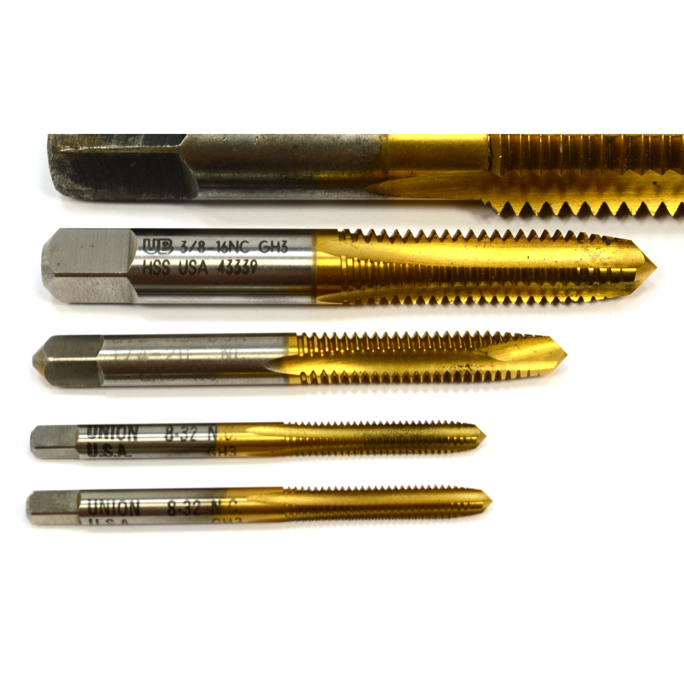 Premium Used UNION BUTTERFIELD Tap Set - 9 Sizes (1/8, 1/4, 3/8, 1/2, 5/8, 3/4, 7/8, 1 inch) for Metalworking, Plumbing & DIY Projects | High-Quality Industrial Tools