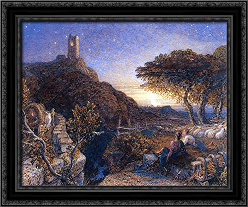 Samuel Palmer The Lonely Tower 24x20 Black Ornate Wood Framed Canvas Art - Gothic Landscape Wall Decor for Living Room, Bedroom & Office