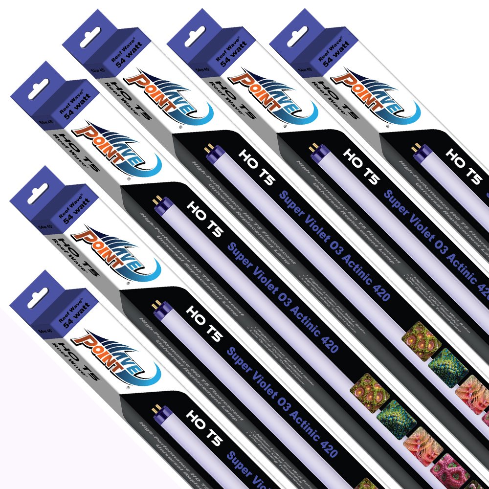Wave Point 6-Pack Reef Wave HO T-5 54-Watt Saltwater Aquarium Light Bulbs - Perfect for Coral Growth & Marine Tank Lighting