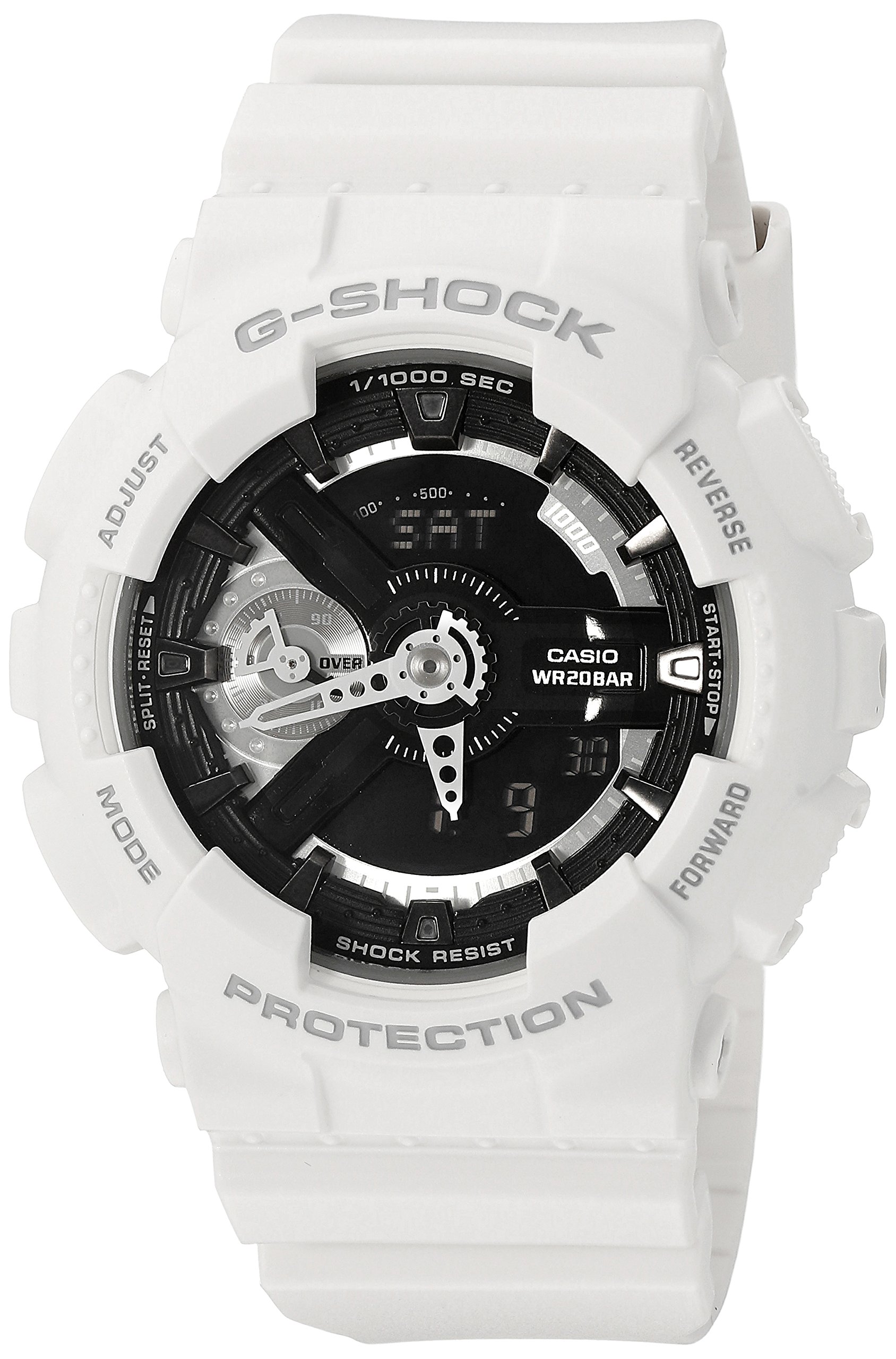 Casio G-Shock GMAS110CW-7A1 Women's Shock-Resistant Digital Sports Watch - White Resin Band with LED Backlight & Stopwatch - Perfect for Running, Gym Workouts & Outdoor Adventures