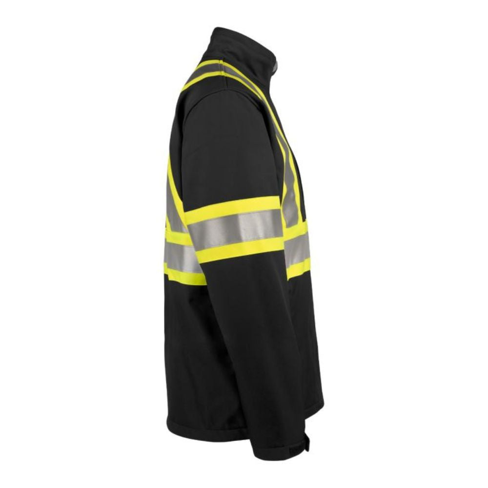 Terra High Visibility Softshell Work Jacket for Men - Black (116516BK) | Waterproof & Windproof Safety Jacket for Construction, Road Work & Outdoor Winter Activities