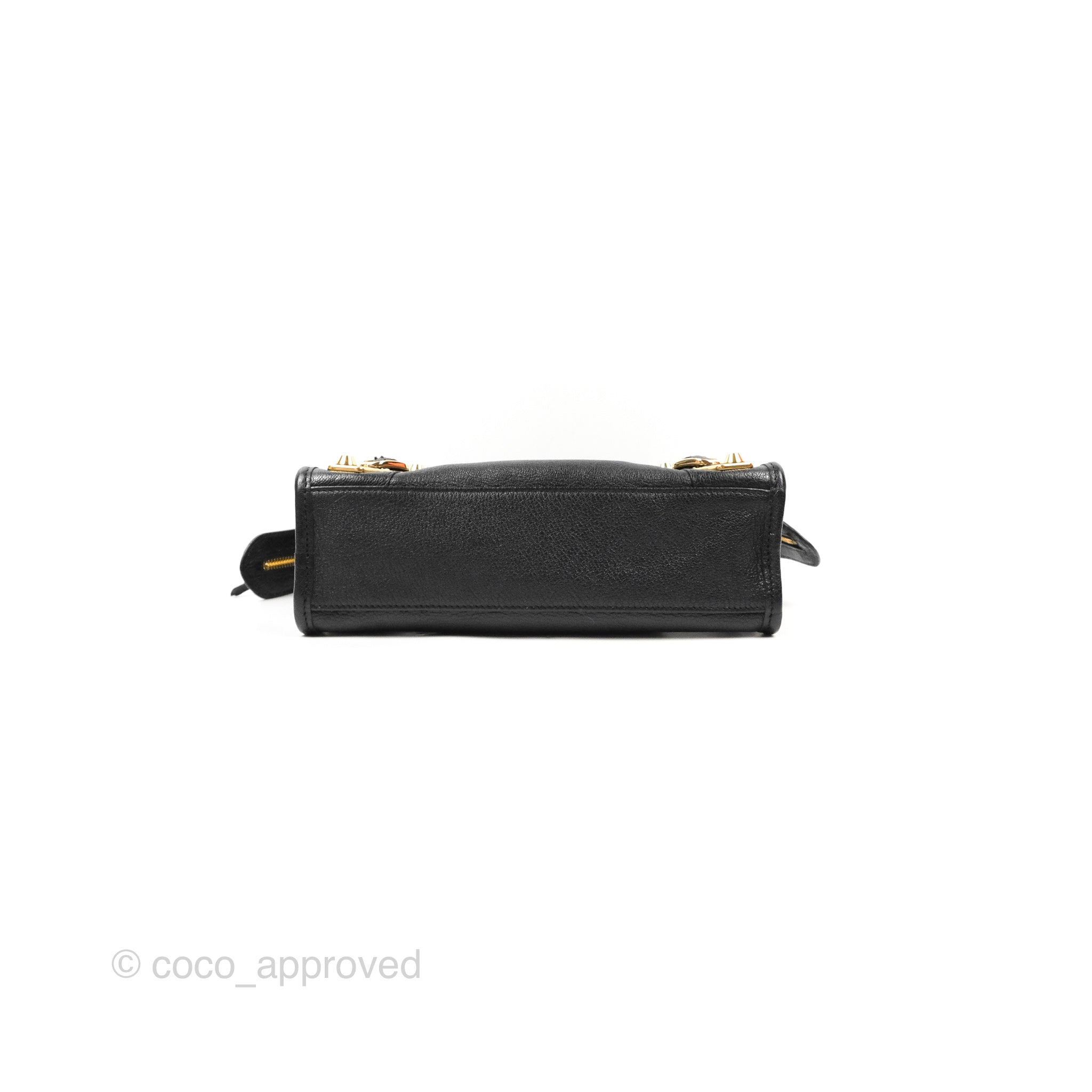 Balenciaga Classic Mini City Bag in Black Grained Calfskin with Gold Hardware - Perfect for Everyday Use, Work, and Night Out