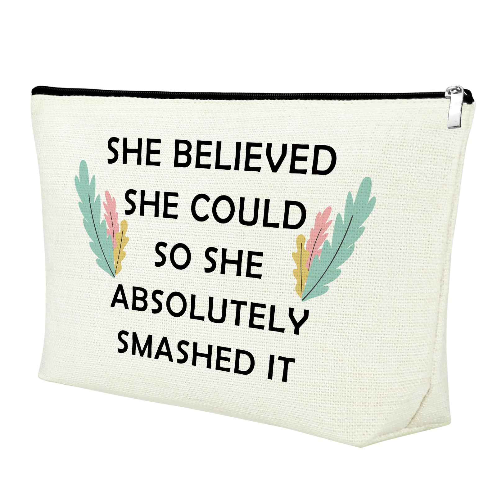 Inspirational Birthday Gifts for Women - Motivational Makeup Bag with Encouraging Quotes - Perfect Friendship Gift for Girls, Coworkers & Employees - Great for Travel, Work & Daily Cosmetics Storage