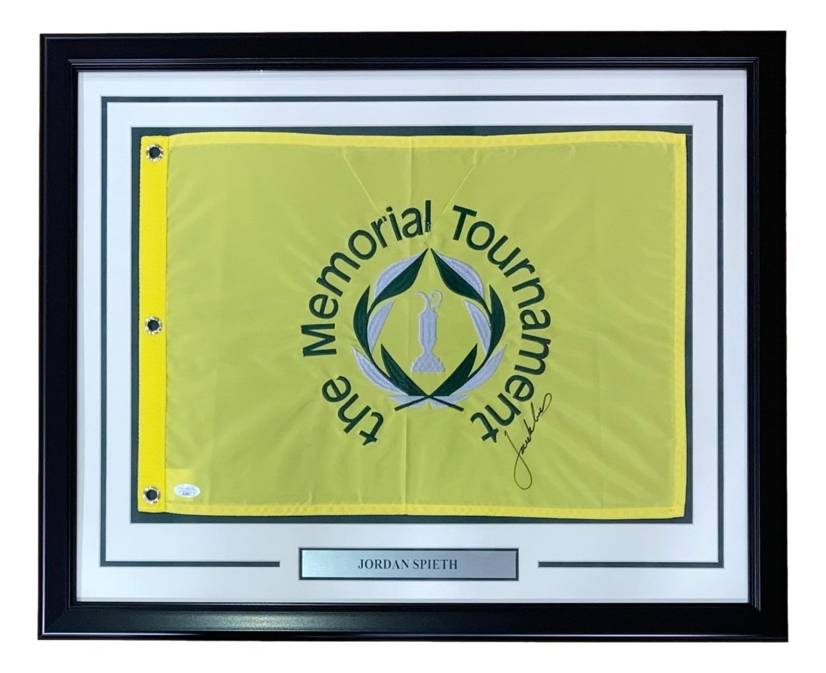 Authentic Jordan Spieth Signed Framed The Memorial Tournament Golf Flag with JSA COA - Perfect for Golf Memorabilia Collectors & Sports Fans Decor