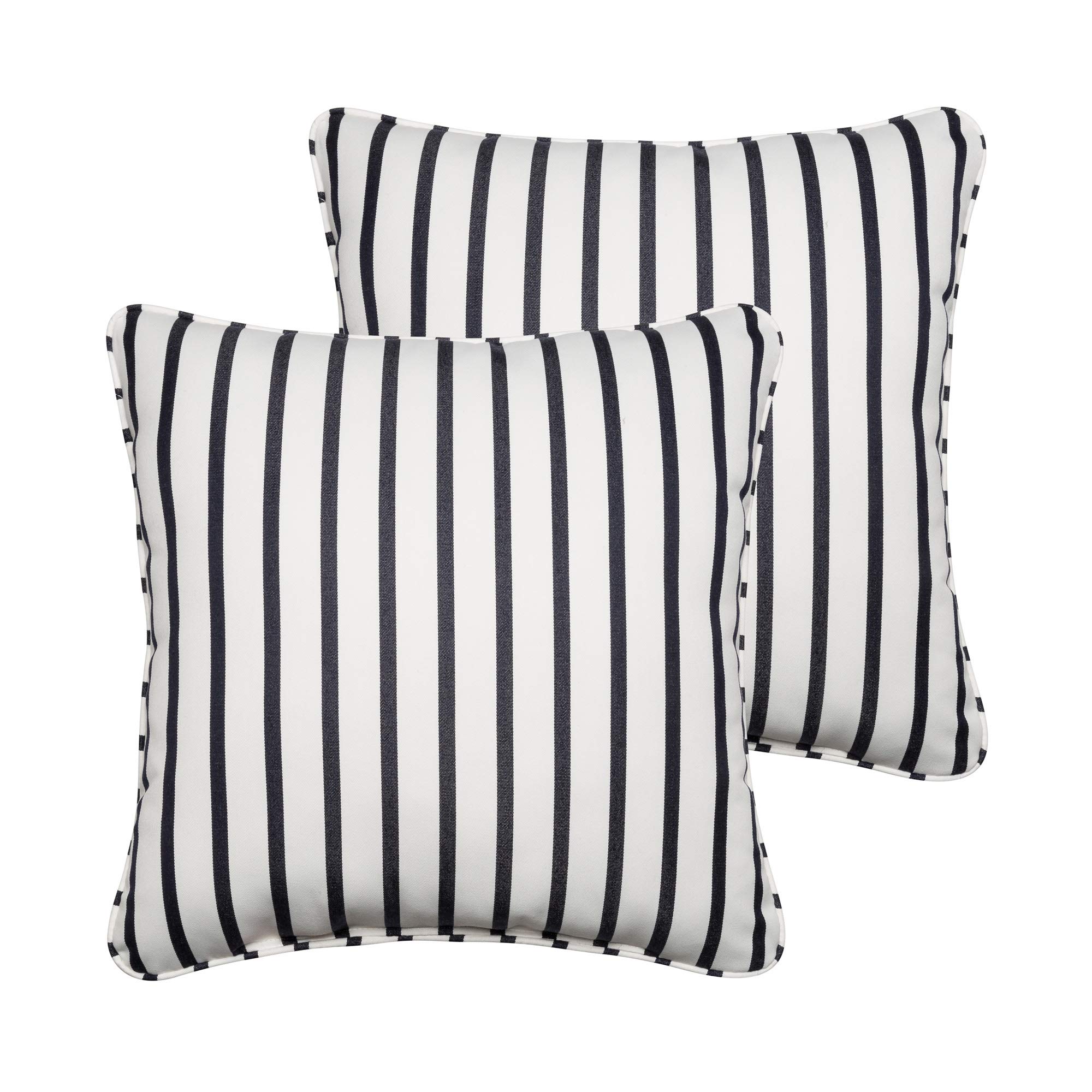 Set of 2 Black and White Striped Square Throw Pillows 22x22 Inch - Modern Home Decor for Sofa, Bed & Living Room