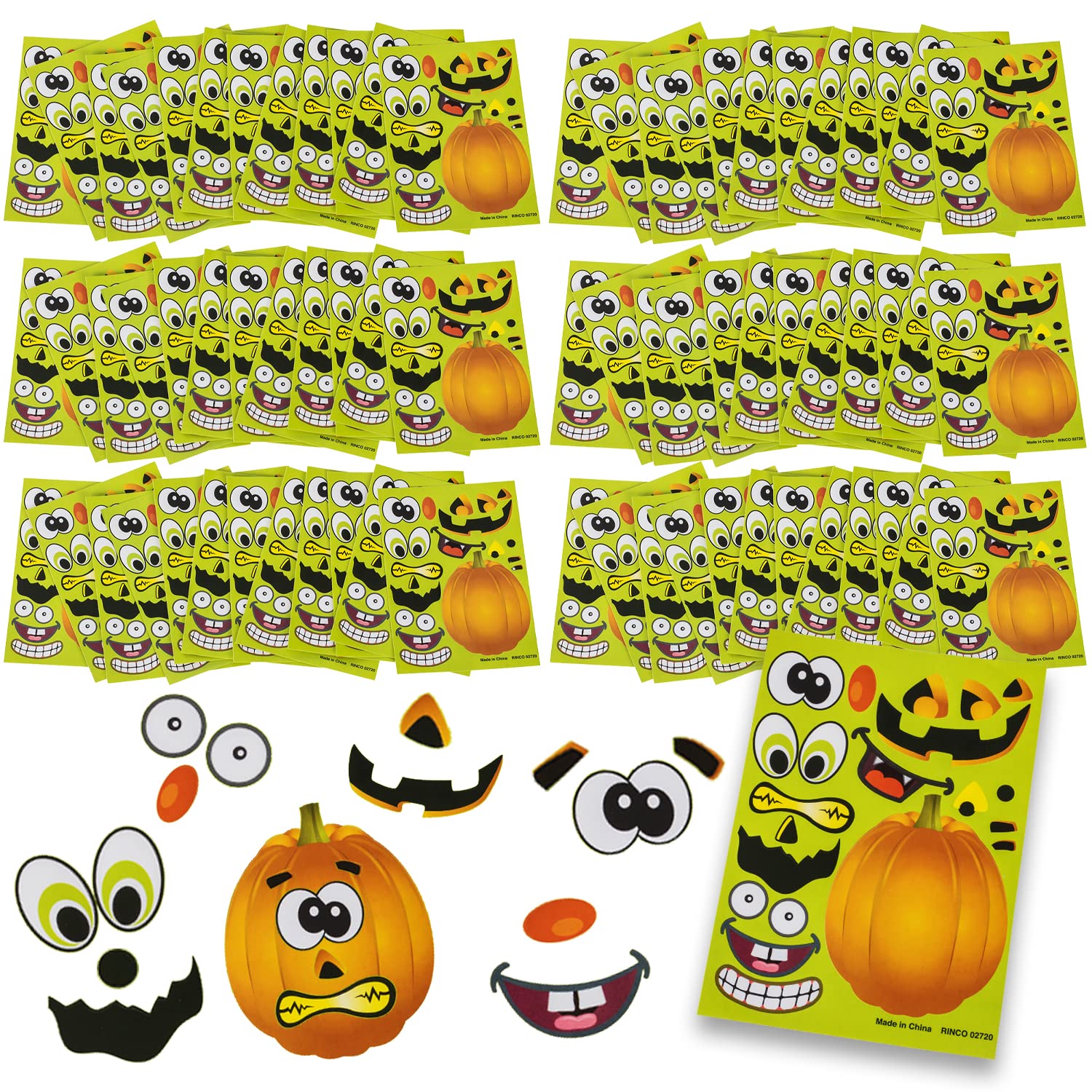 72 Sheets Halloween Stickers for Kids - Jack O' Lantern Pumpkin Stickers by Tigerdoe - Fun DIY Pumpkin Decorations for Halloween Parties, School Projects & Scrapbooking