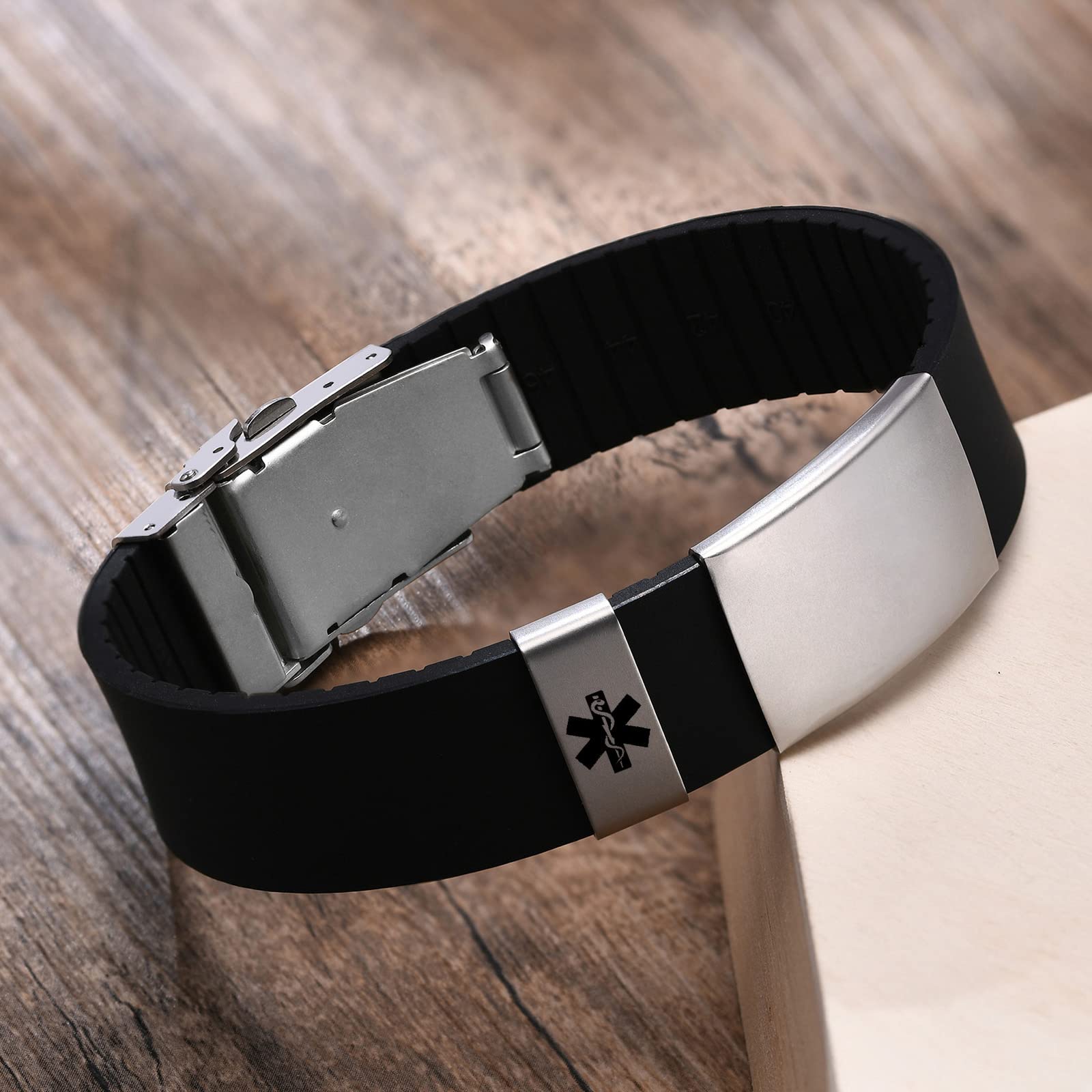 VNOX Custom Medical Alert Bracelets for Men & Women - Sporty Medical ID Bracelet for Emergency Health Conditions - Perfect for Running, Hiking & Daily Wear