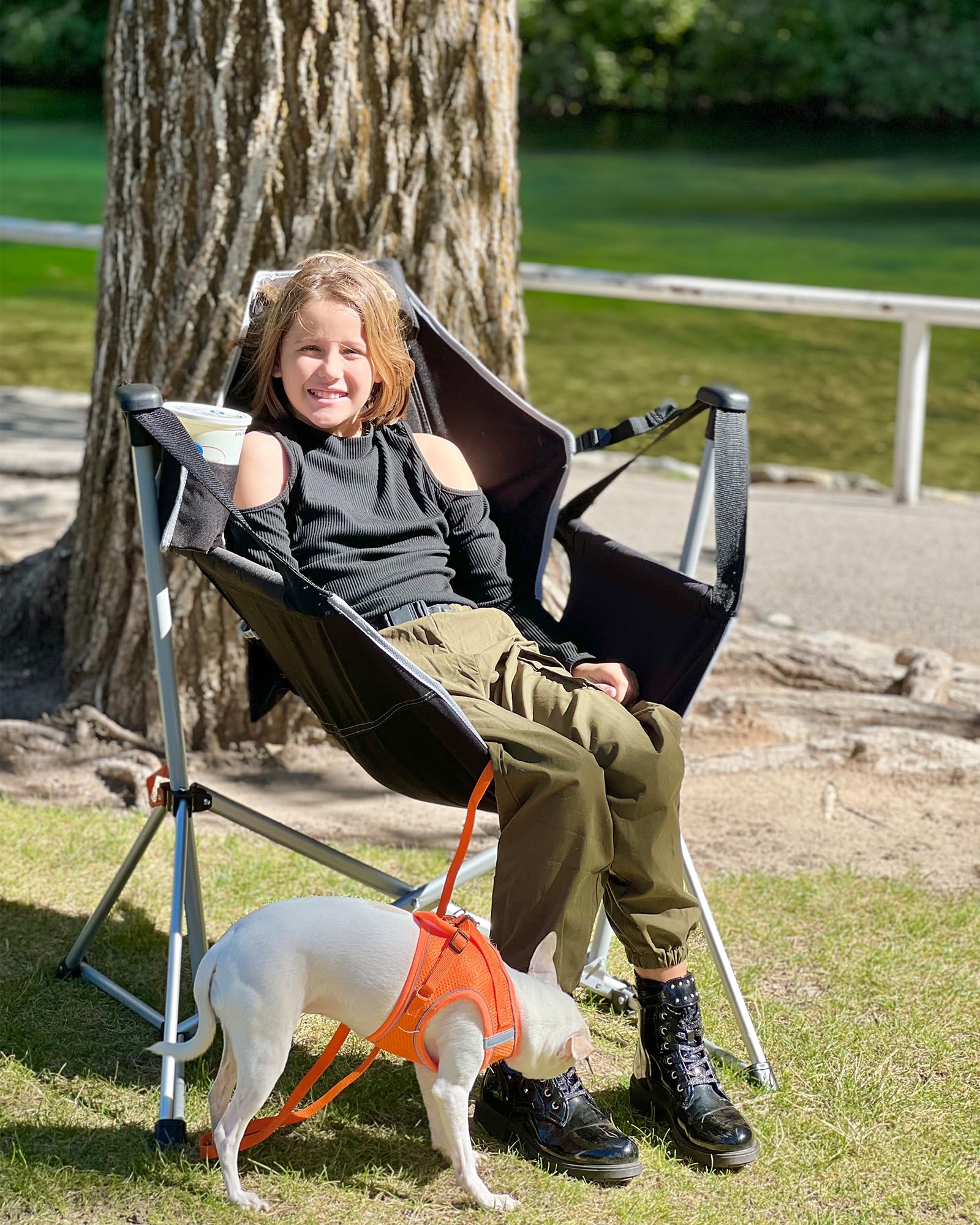 KingCamp Portable Hammock Camping Chair - Lightweight Aluminum Alloy Adjustable Reclining Rocking Chair with Pillow & Cup Holder - Perfect for Backyard, Beach, Camping, Hiking, Fishing, and Outdoor Relaxation