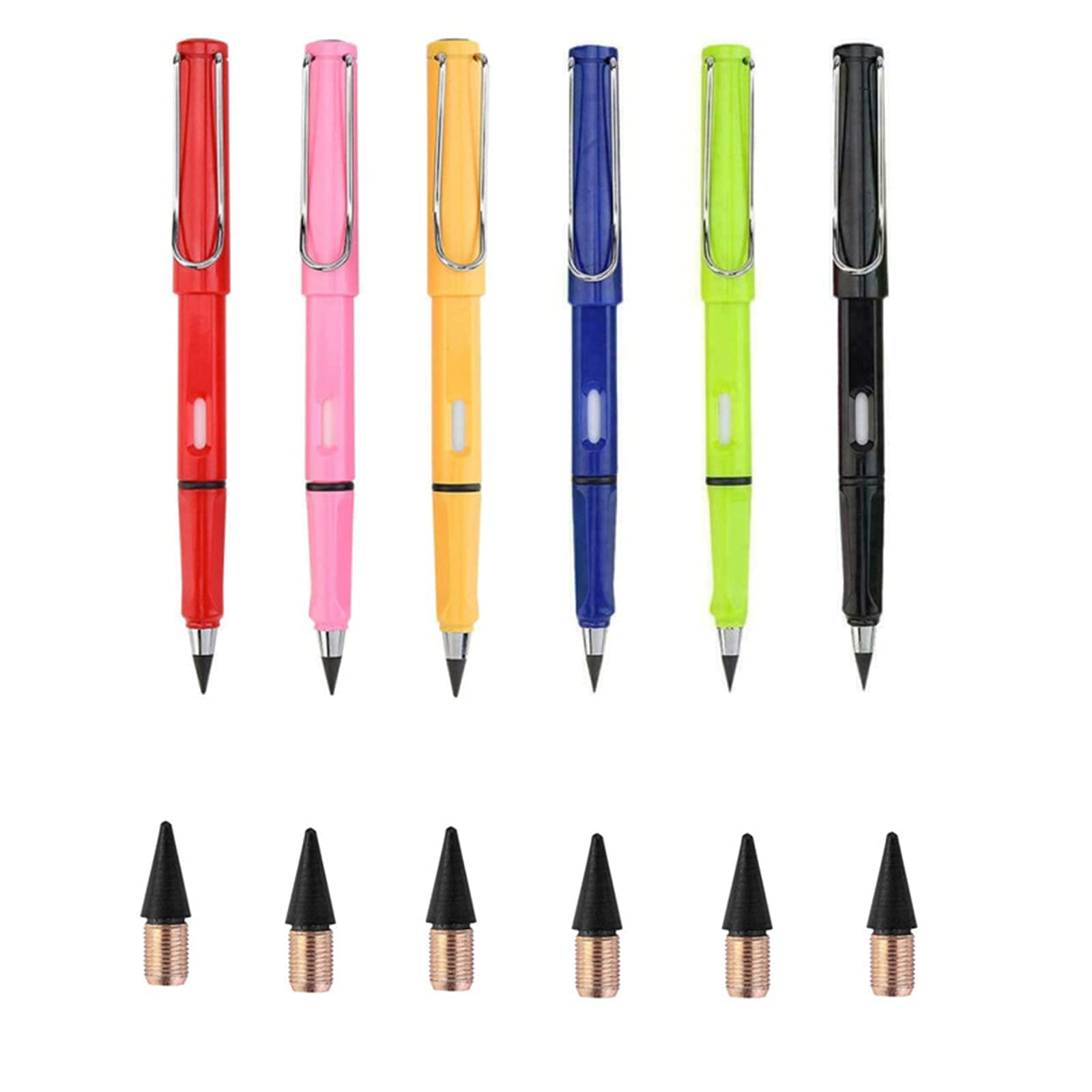 6-Pack Everlasting Pencil Set - Reusable, Erasable & Replaceable Tip - Inkless Infinite Writing Pencil for Students, Office & School Supplies - Perfect for Note-Taking, Sketching & Daily Writing Tasks