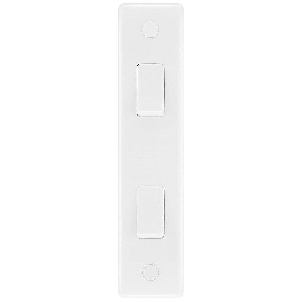 BG White Moulded 2 Gang Architrave Switch 848 - Electrical Wall Plate for Home & Office Lighting Control