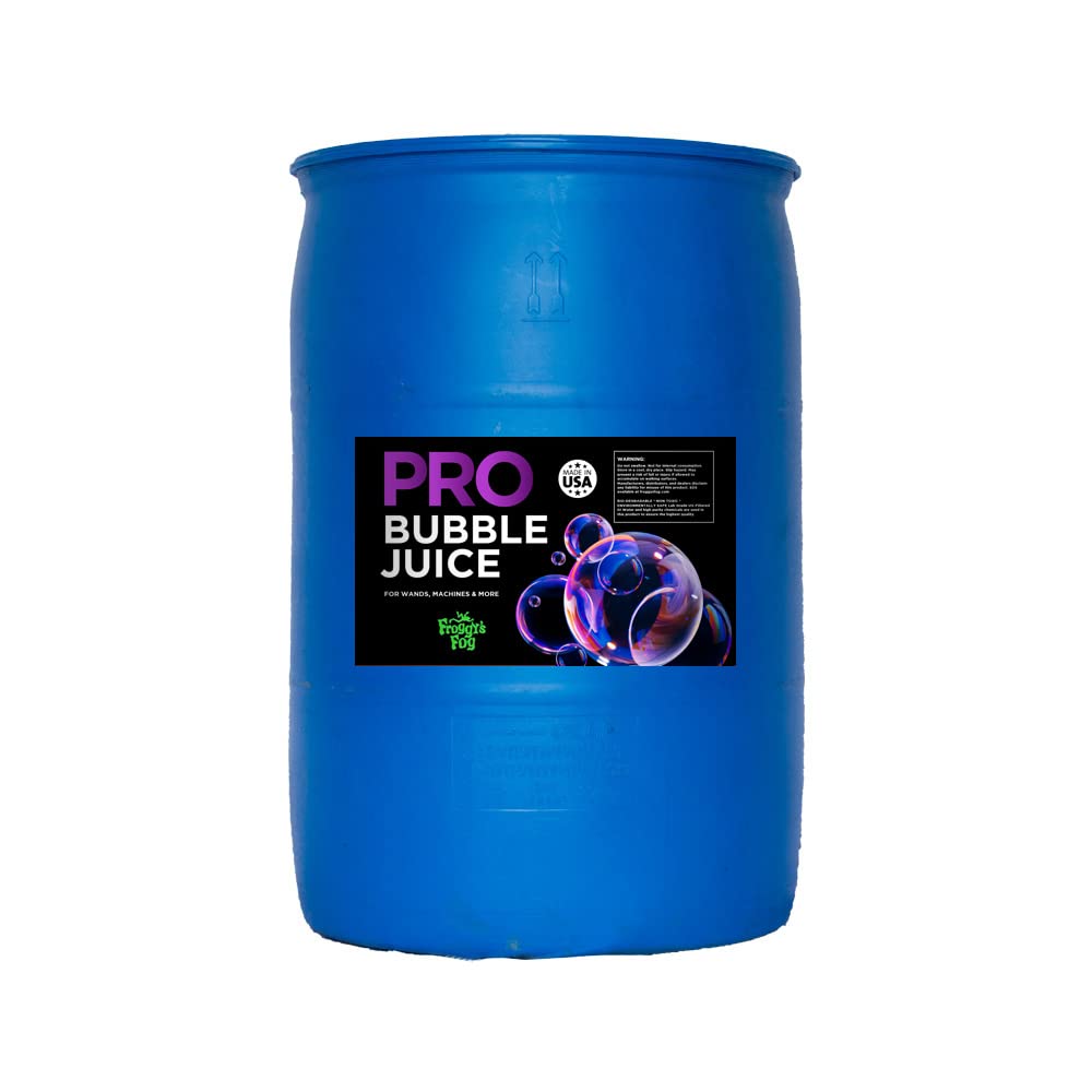 Froggys Fog Pro Bubble Juice - 55 Gallon Drum - Professional Bubble Solution for Bubble Machines & Bubblers - Perfect for Parties, Events, and Outdoor Fun