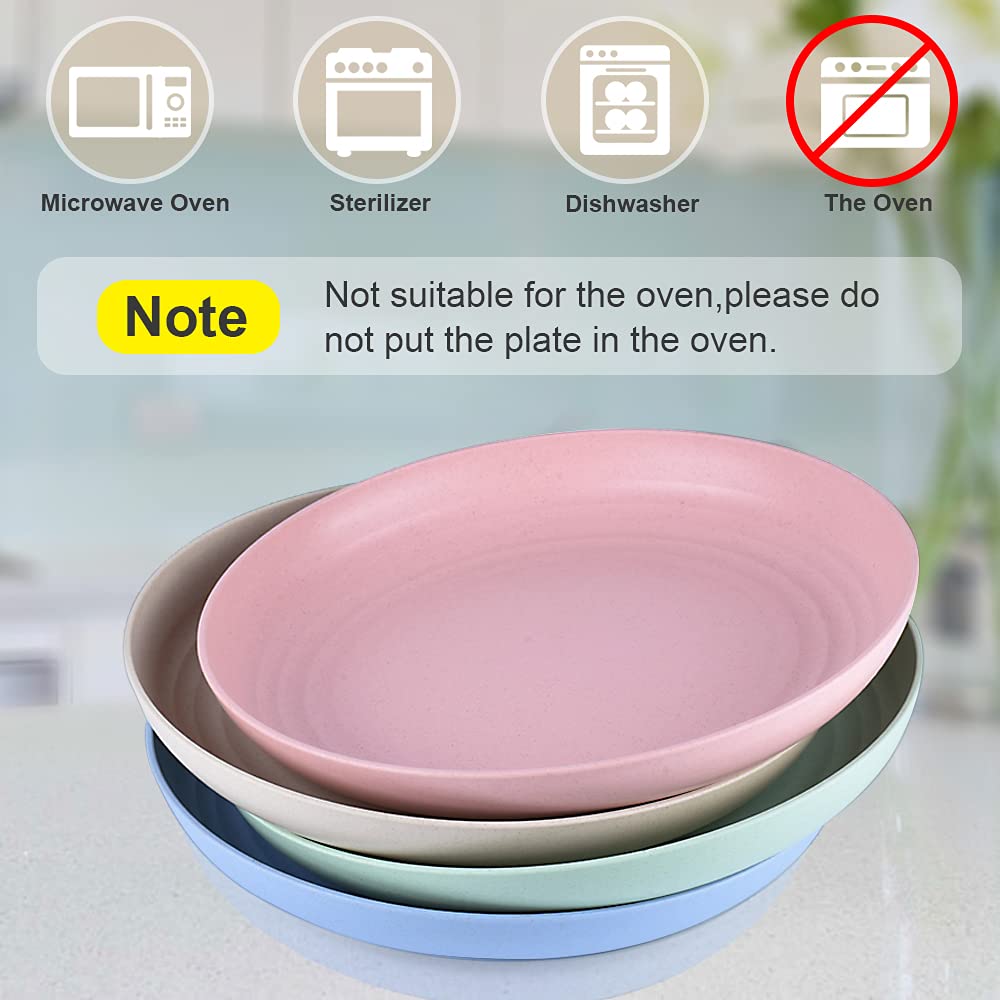 Homchen Unbreakable Plastic Dinner Plates - 4 Pack 8.8 Inch Shatterproof Plates Set for Family, Party, Picnic & Home Use | Durable & Lightweight for Indoor/Outdoor Dining, Camping & Everyday Meals