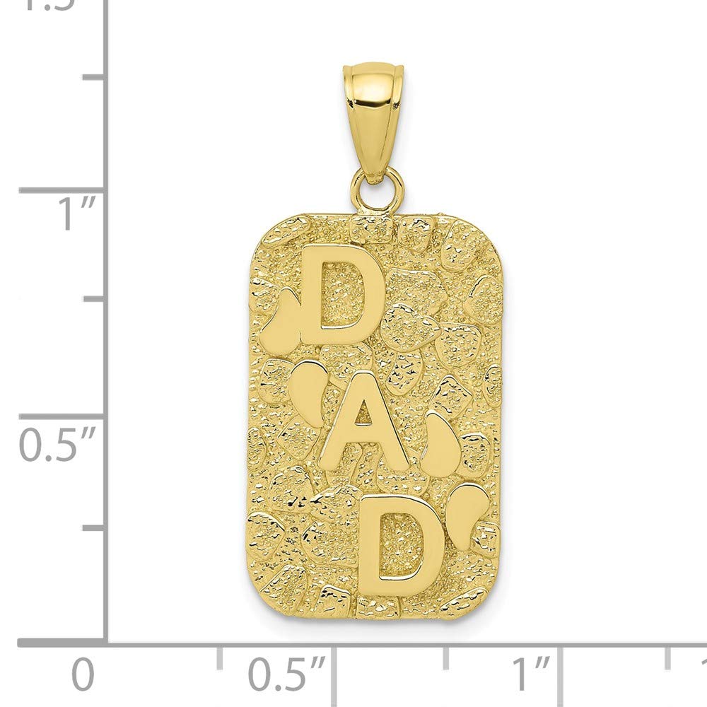 10K Yellow Gold Nugget Dad Dog Tag Charm Pendant - Perfect for Gifts, Father's Day & Men's Jewelry Collection
