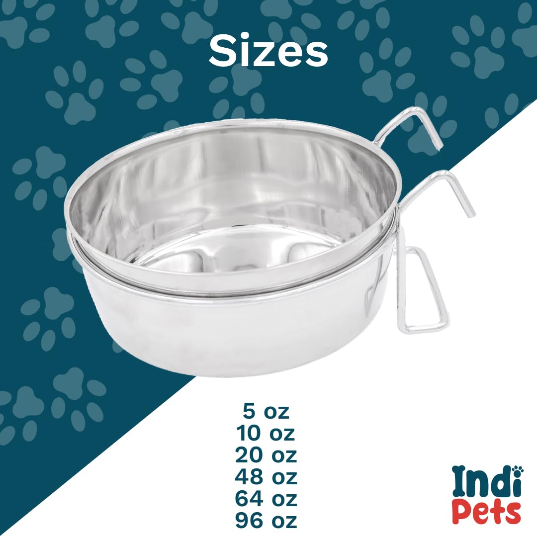 Stainless Steel Coop Cup with Hook/Wire Holder - 20 oz Pet Water & Food Bowl for Chickens, Birds, Small Animals | Durable Outdoor/Indoor Feeding Solution (PN: 800115)