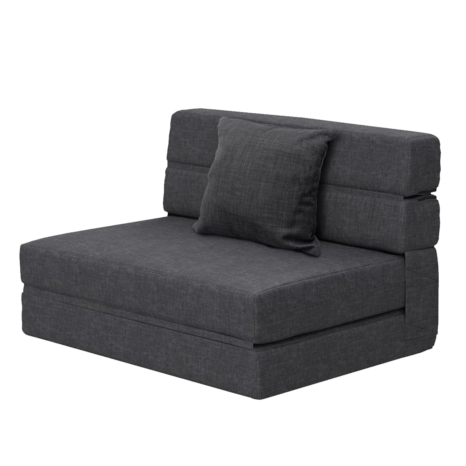 ANONER Foldable Sofa Bed with Memory Foam - Twin Size Sleeper Couch for Guest Room, Living Room & Small Spaces - Includes Washable Dark Gray Cover & Pillow - Convertible Futon Chair for Lounge & Overnight Guests