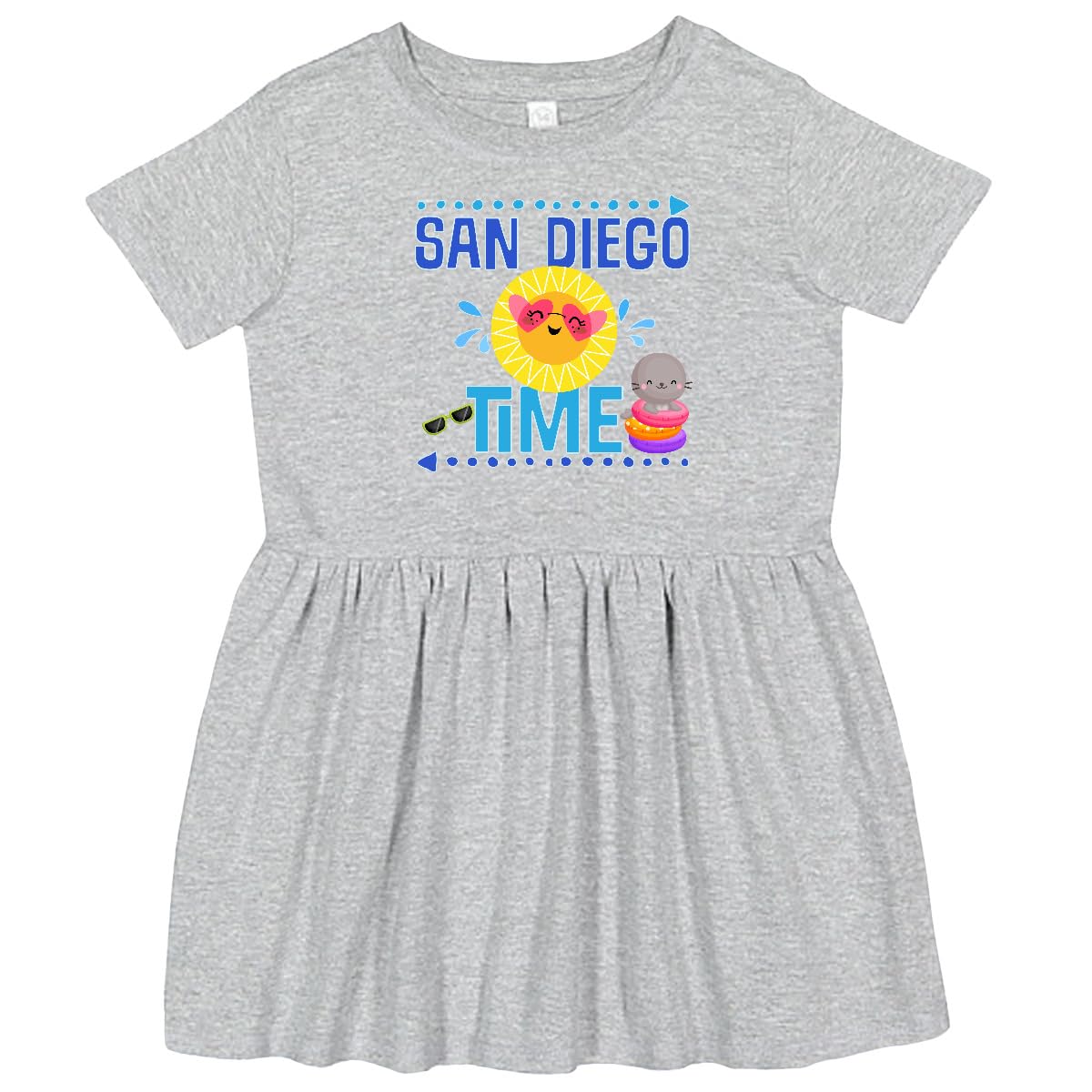 Inktastic San Diego Vacation Cute Beach Toddler Dress - Adorable Summer Outfit for Girls, Casual Playtime & Family Beach Trips