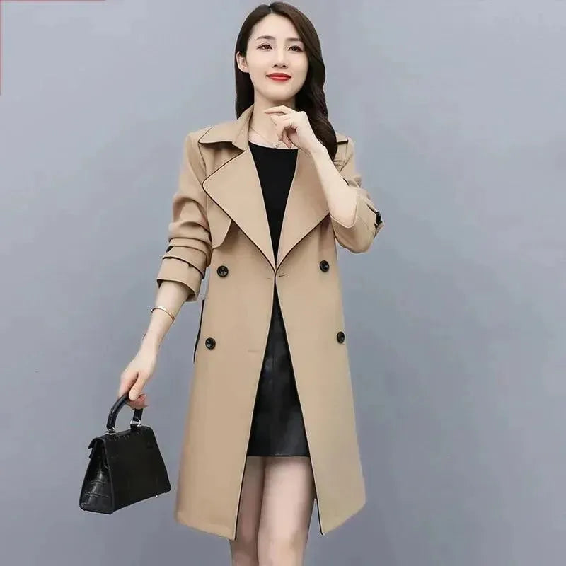 Premium Women's Mid-Length Trench Coat - Waterproof Lightweight Outerwear for Fall & Spring | Office, Travel & Casual Wear