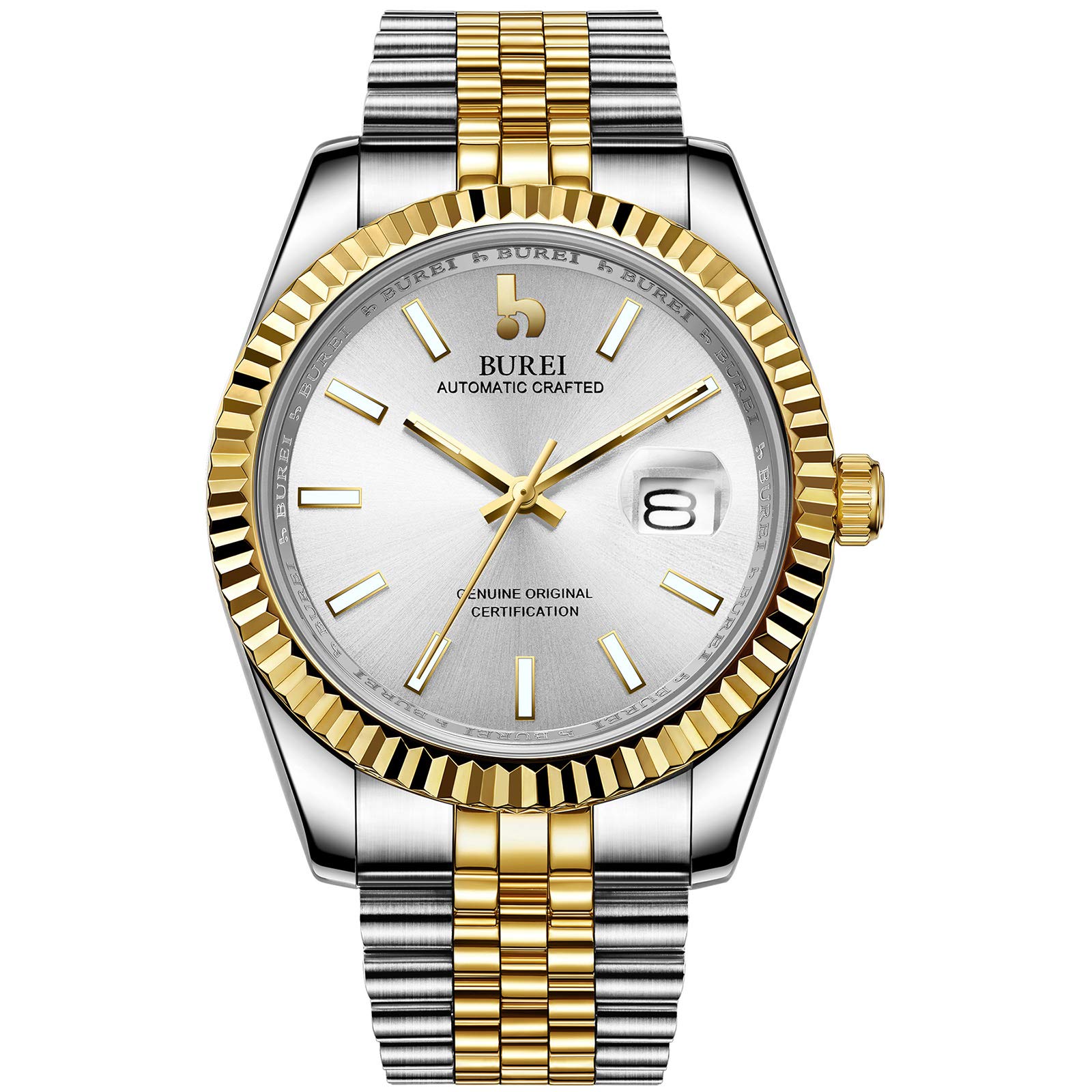 BUREI Men's Automatic Self-Winding Mechanical Watch - Luxury Business Stainless Steel Waterproof Wristwatch for Men - Perfect for Office, Formal Events & Everyday Wear