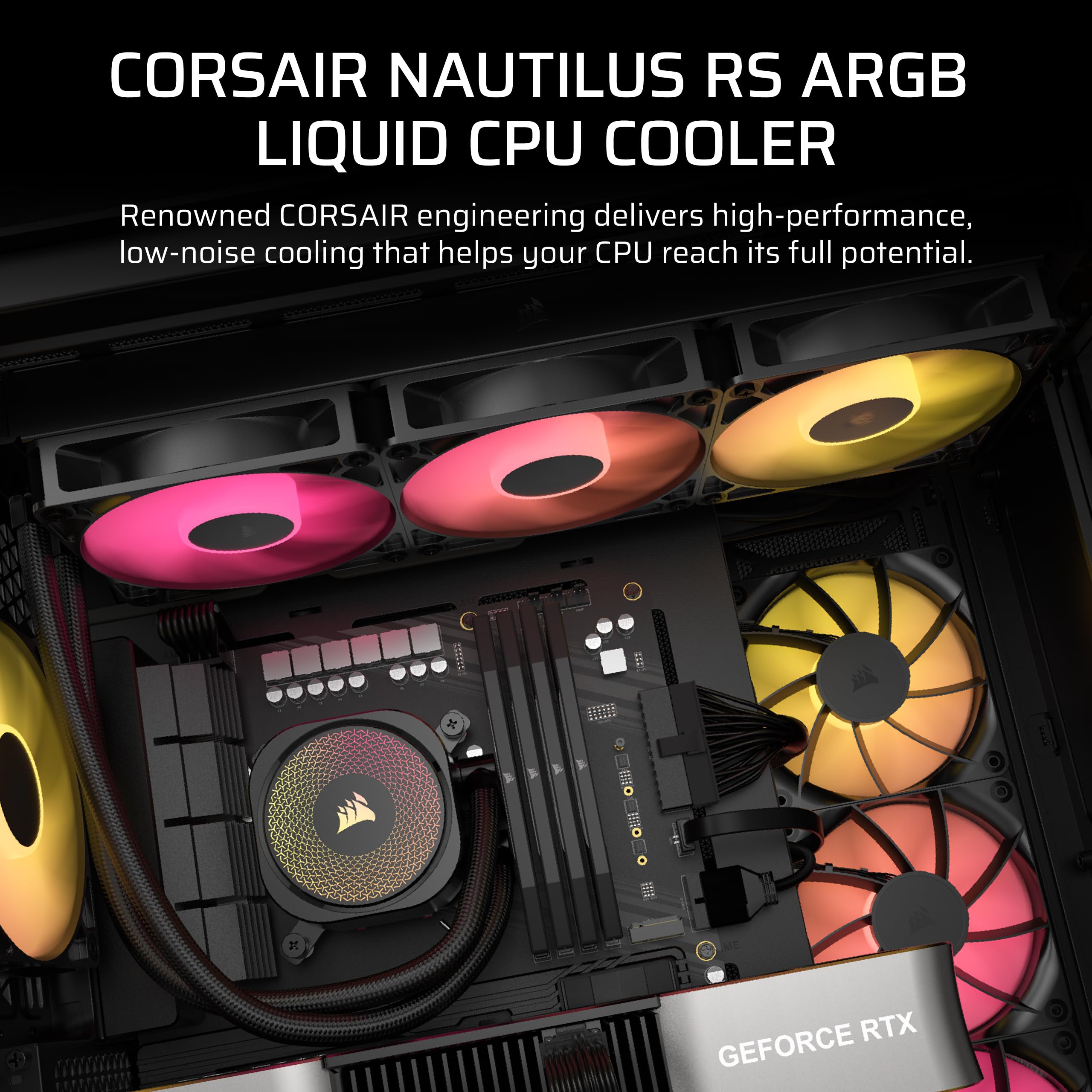 CORSAIR Nautilus 360 RS ARGB Liquid CPU Cooler - 360mm AIO RGB Water Cooling System with 3x RS120 ARGB Fans - Quiet Performance for Intel LGA 1851/1700 & AMD AM5/AM4 - Perfect for Gaming PCs, Workstations, and High-Performance Computing