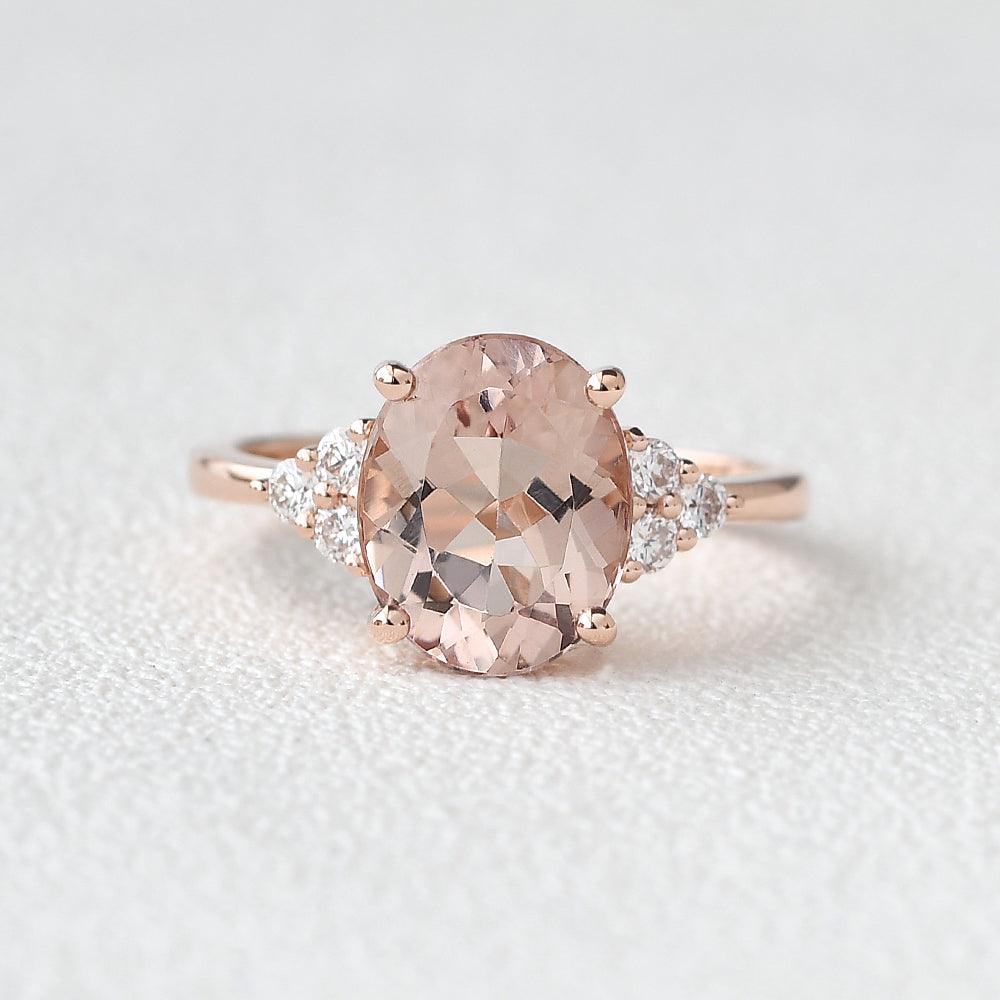 3.0ct Oval Morganite Vintage Engagement Ring - 14K Gold Plated Rose Gold Wedding Band for Women, Perfect for Proposals, Anniversaries & Romantic Occasions