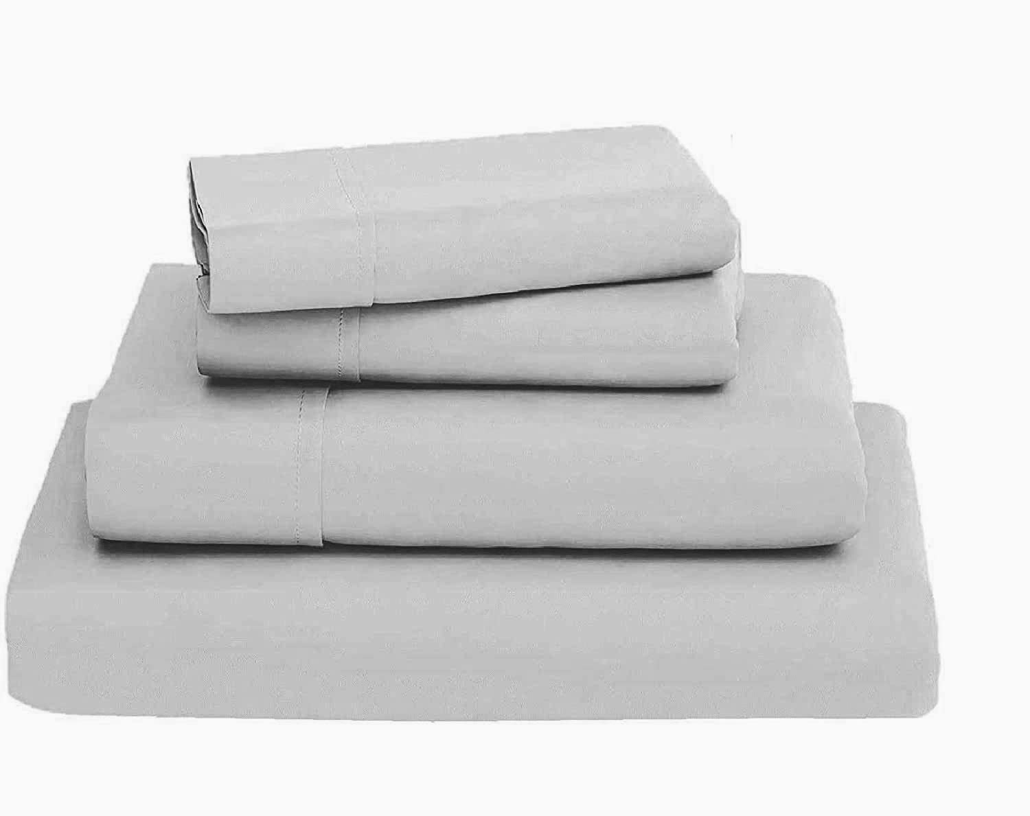600-Thread-Count Egyptian Cotton Twin Size Bed Sheets - 4 Piece Super Soft & Breathable Cooling Sheet Set with 15