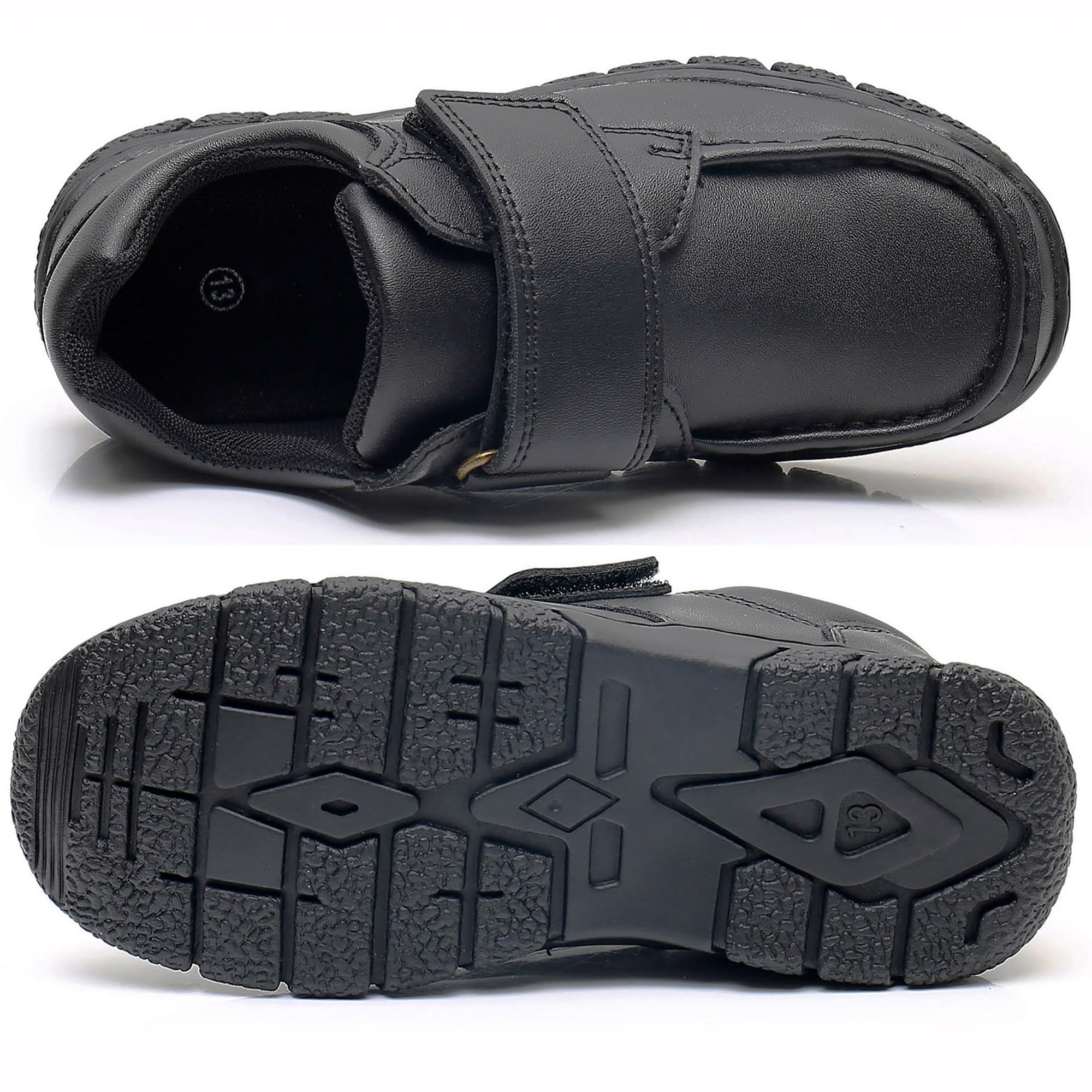 Apakowa Boys' Oxford School Uniform Loafer Shoes - Adjustable Strap Comfort Dress Shoes for Toddler, Little Kid & Big Kid - Perfect for School, Church & Formal Occasions