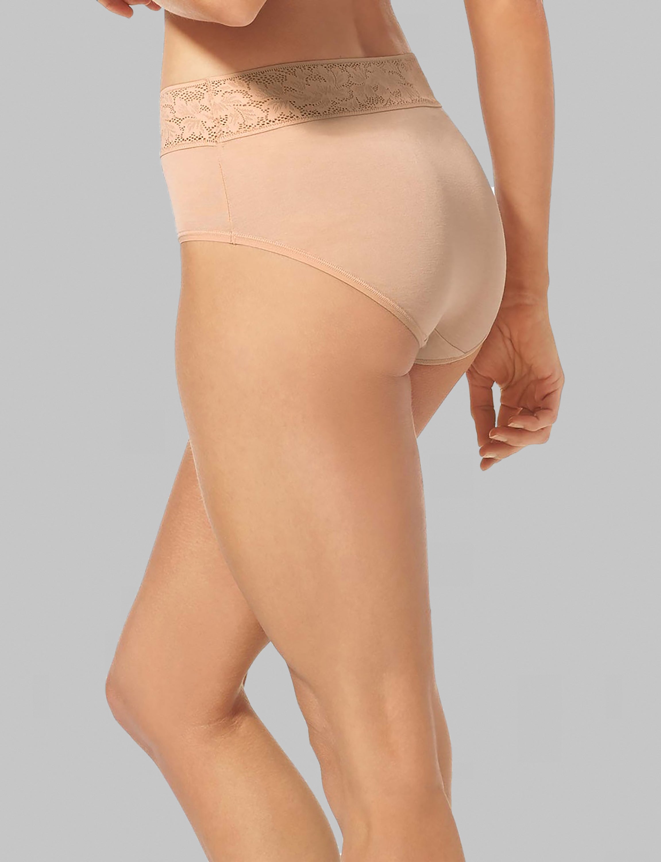 Women's Second Skin High Rise Brief Lace Waist Underwear - Comfortable Seamless Panties for Everyday Wear & Special Occasions