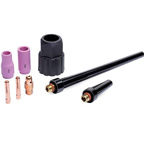 Eastwood Mini TIG Torch for Metal Plug Welding - 5 Prong Plug Plasma Cutting Torch with Gas Nozzle, Collet & Hose - Ideal for Automotive Repair, Metal Fabrication & DIY Projects