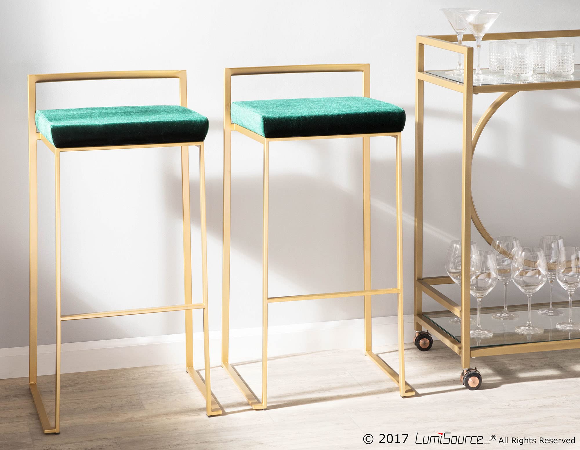 Fuji Stacker Bar Stool Set of 2 - Modern & Durable Bar Chairs for Home, Kitchen Island, or Commercial Use - Perfect for Bars, Restaurants, and Entertainment Spaces