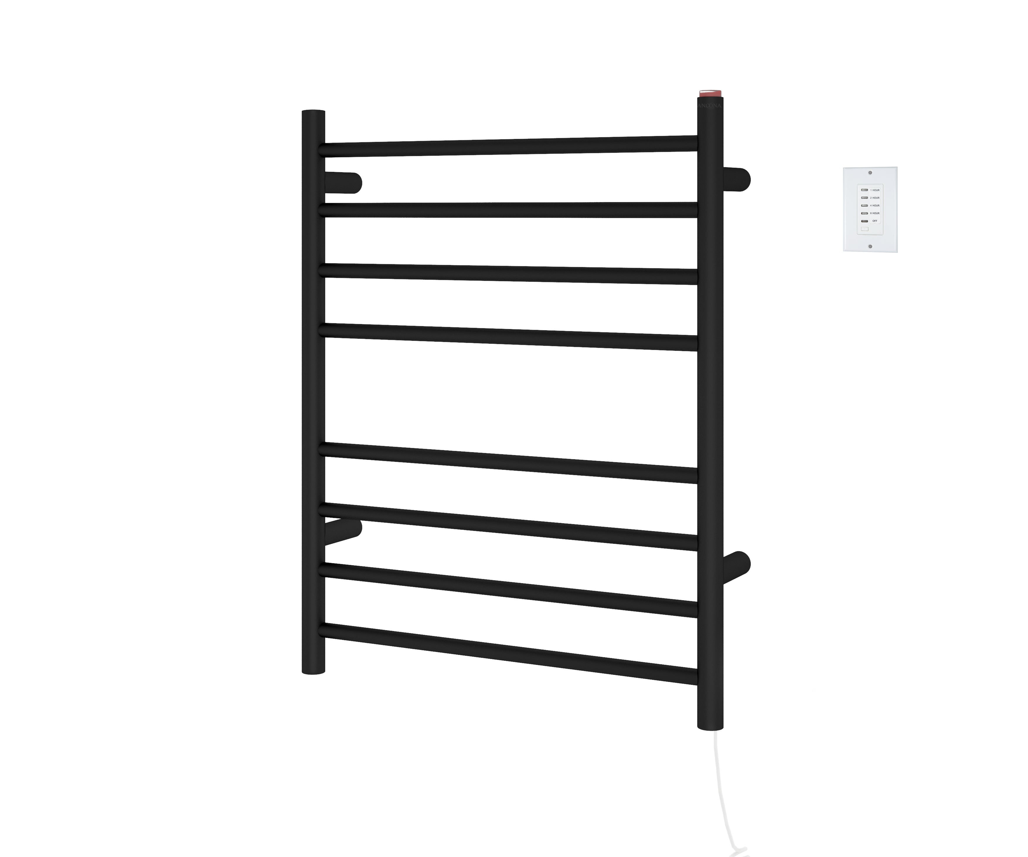 Premium Dual 8 Bar Hardwired & Plug-in Towel Warmer - Matte Black Finish with Wall-Mounted Countdown Timer | Bathroom Luxury, Spa Experience, Hotel-Style Warm Towels