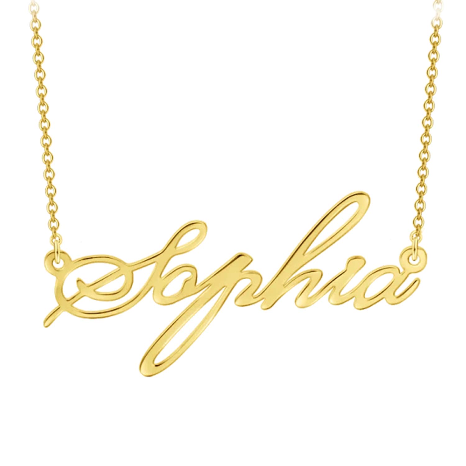 SISGEM 10K 14K 18K Real Gold Personalized Name Necklace - Custom Nameplate Jewelry with Lobster Clasp for Women, Girls & Kids - Perfect Anniversary, Birthday Gift for Her - Elegant Everyday Wear & Special Occasions