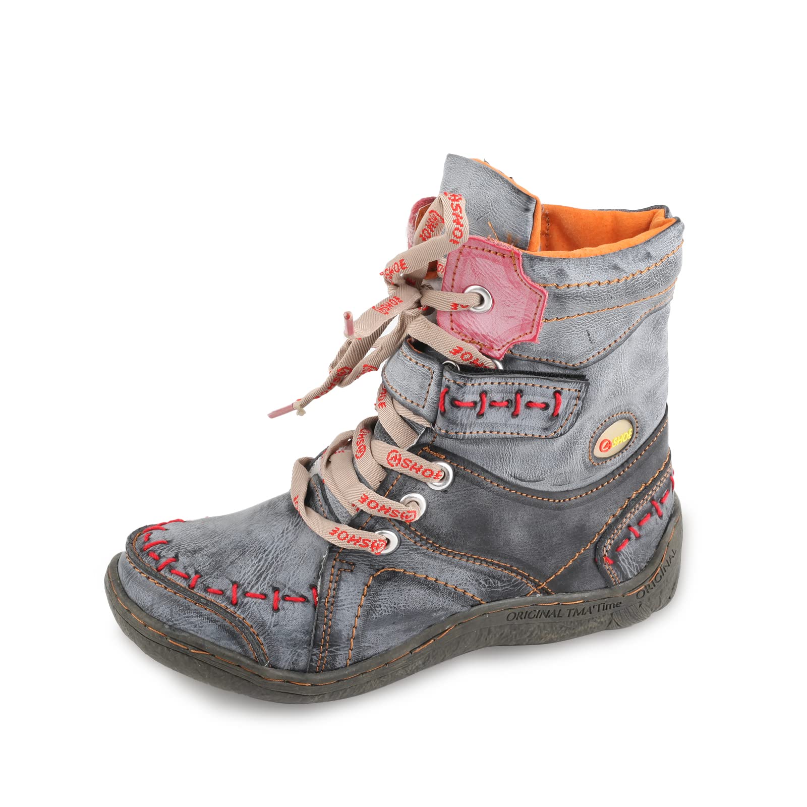 CH SHOELANDER Women's Hand-Stitched Genuine Leather Winter Boots - Fashionable Calf-Length Cotton Lined Boots for Women | Perfect for Snow, Casual Outings & Winter Fashion