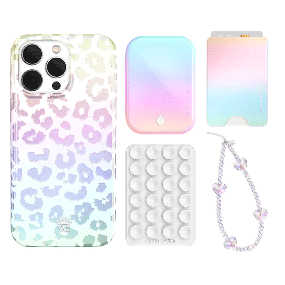 White Opal Leopard Print iPhone Case with Wallet Holder - Stylish Phone Accessory for Women, Girls | Perfect for Everyday Use, Travel & Shopping