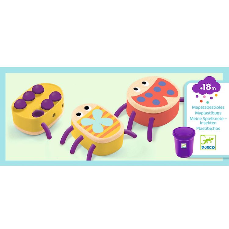 Djeco Myplastibugs Play Dough Kit - Non-Toxic Modeling Clay for Toddlers 18 Months+ - Creative Bug-Themed Sensory Play for Early Childhood Development