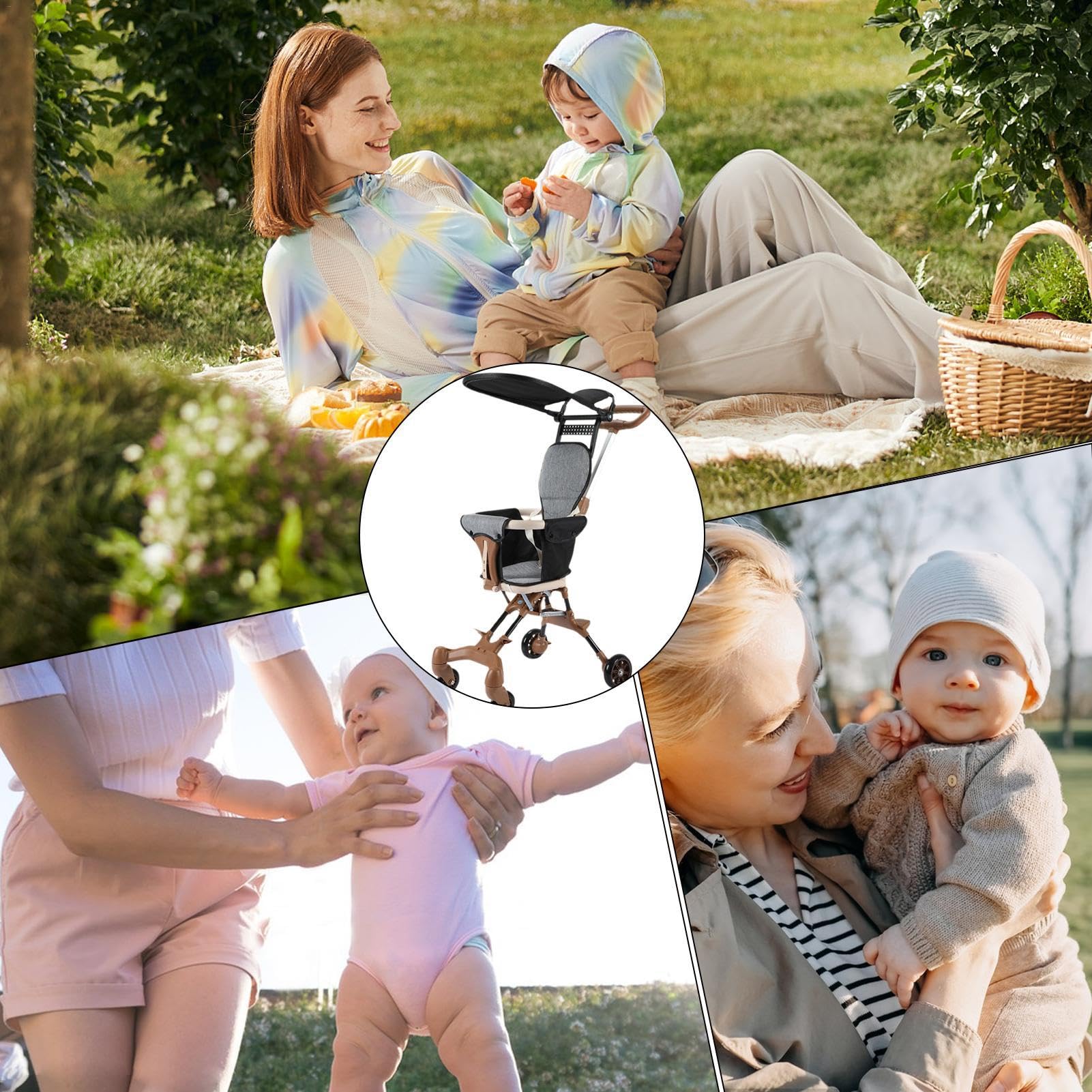 Lightweight Toddler Stroller with Rotatable Two-Way Seat - Portable Travel Stroller for Airplane & Car Trunk Storage, Detachable Canopy | Perfect for Traveling Parents, Shopping, and Outdoor Walks
