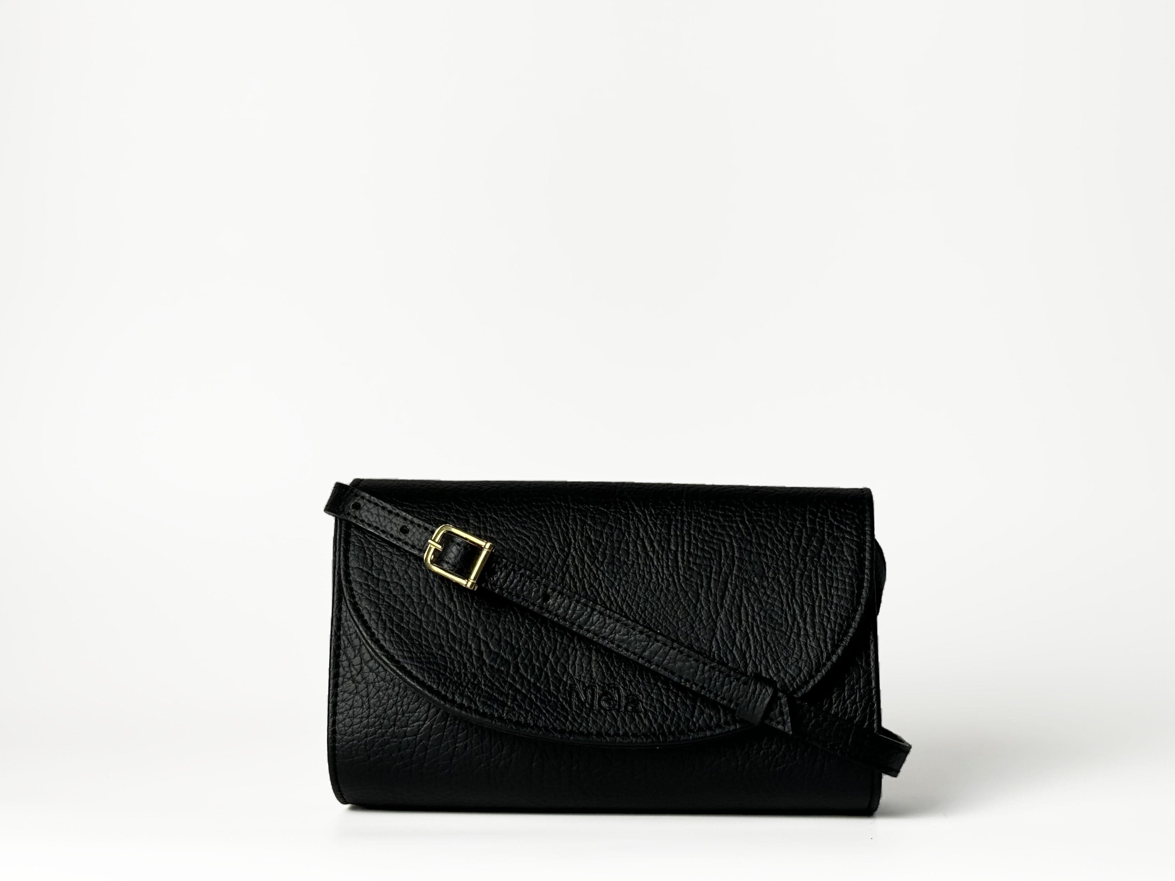 Marlee Apple Leather Vegan Crossbody Bag for Women | Black | Eco-Friendly Purse for Everyday Use, Work & Travel