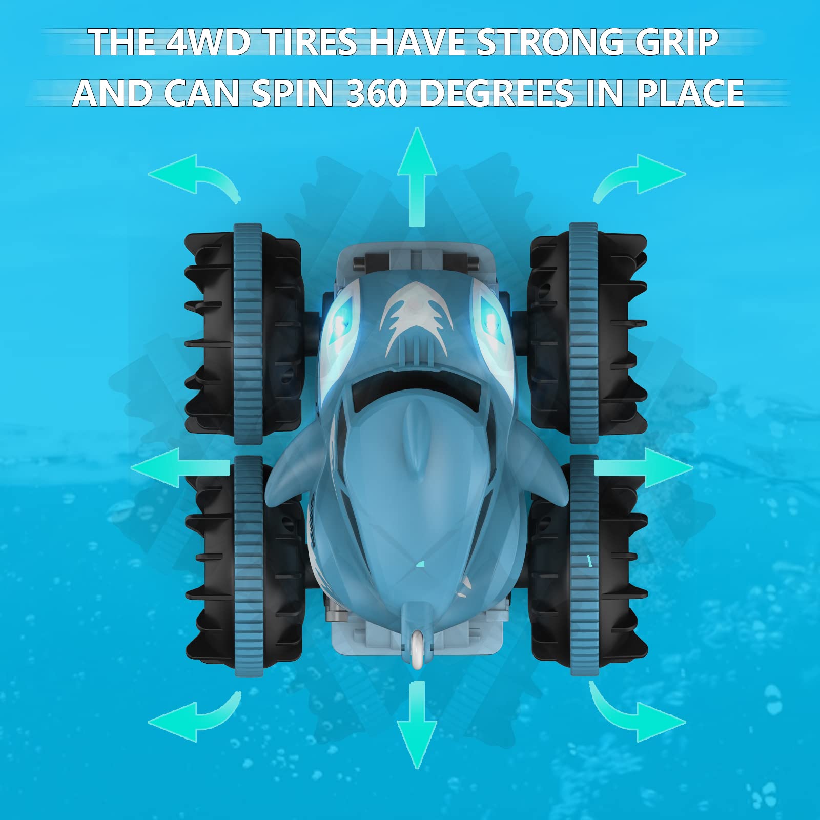 Remote Control Monster Truck Toy for Boys Age 6-12 - Amphibious RC Shark Car for Kids - Outdoor Water & Land Play - Perfect for Pool, Beach, Backyard & Birthday Gifts
