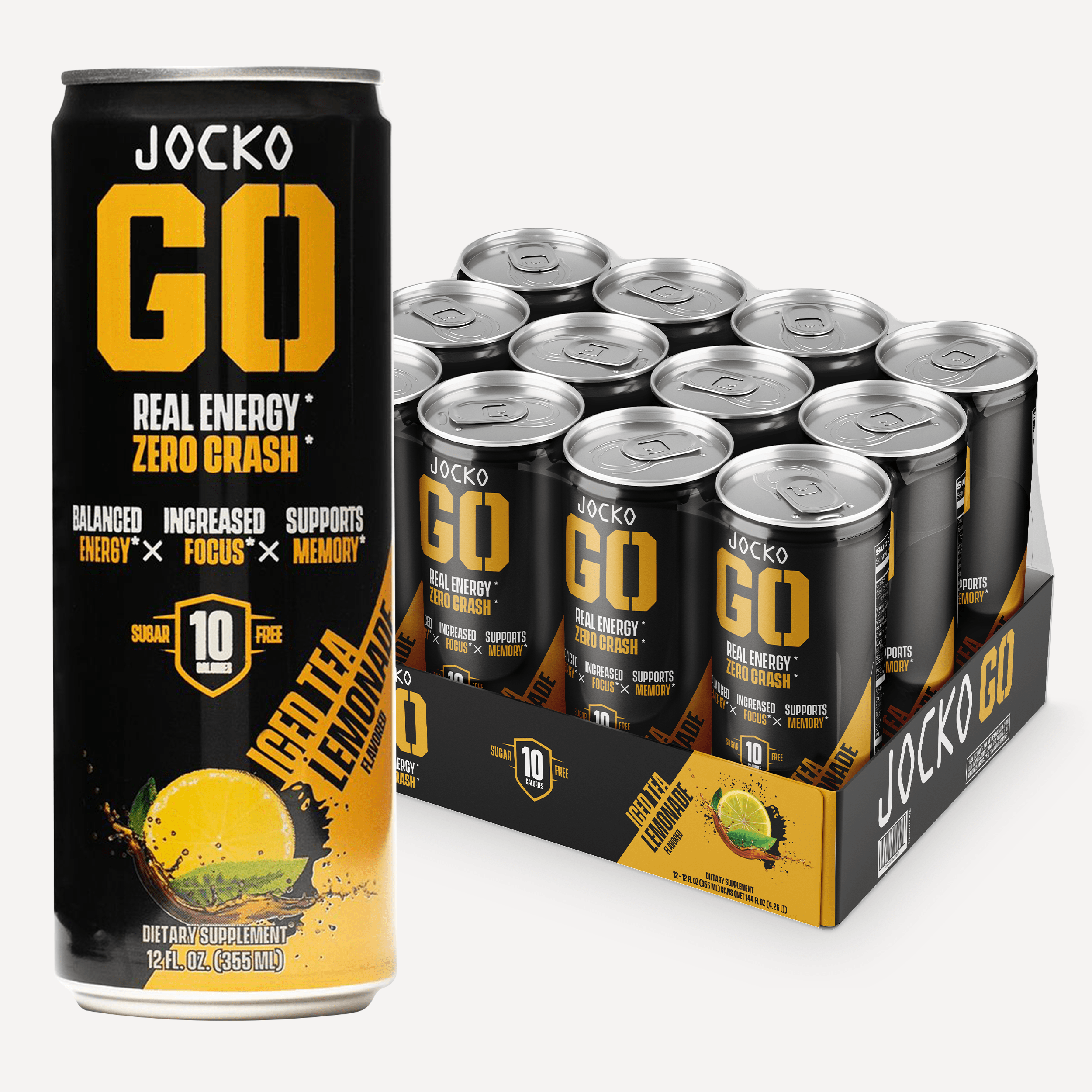 JOCKO GO Energy Drink - 12 Pack | Sugar-Free Pre Workout & Post Workout Supplement | Boost Energy & Focus for Gym, Running & Fitness